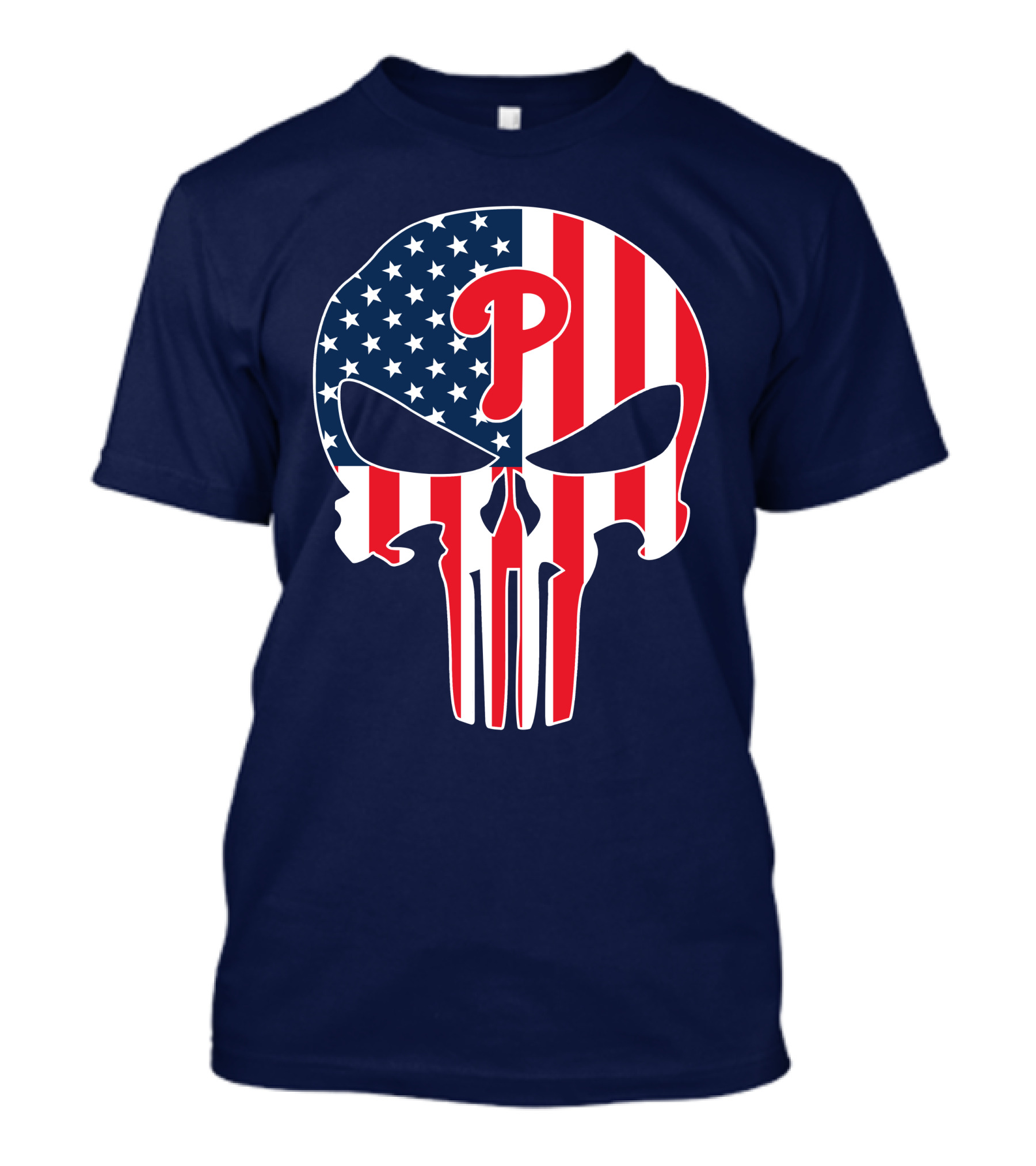 Phillies Punisher Skull American Flag T-Shirt
