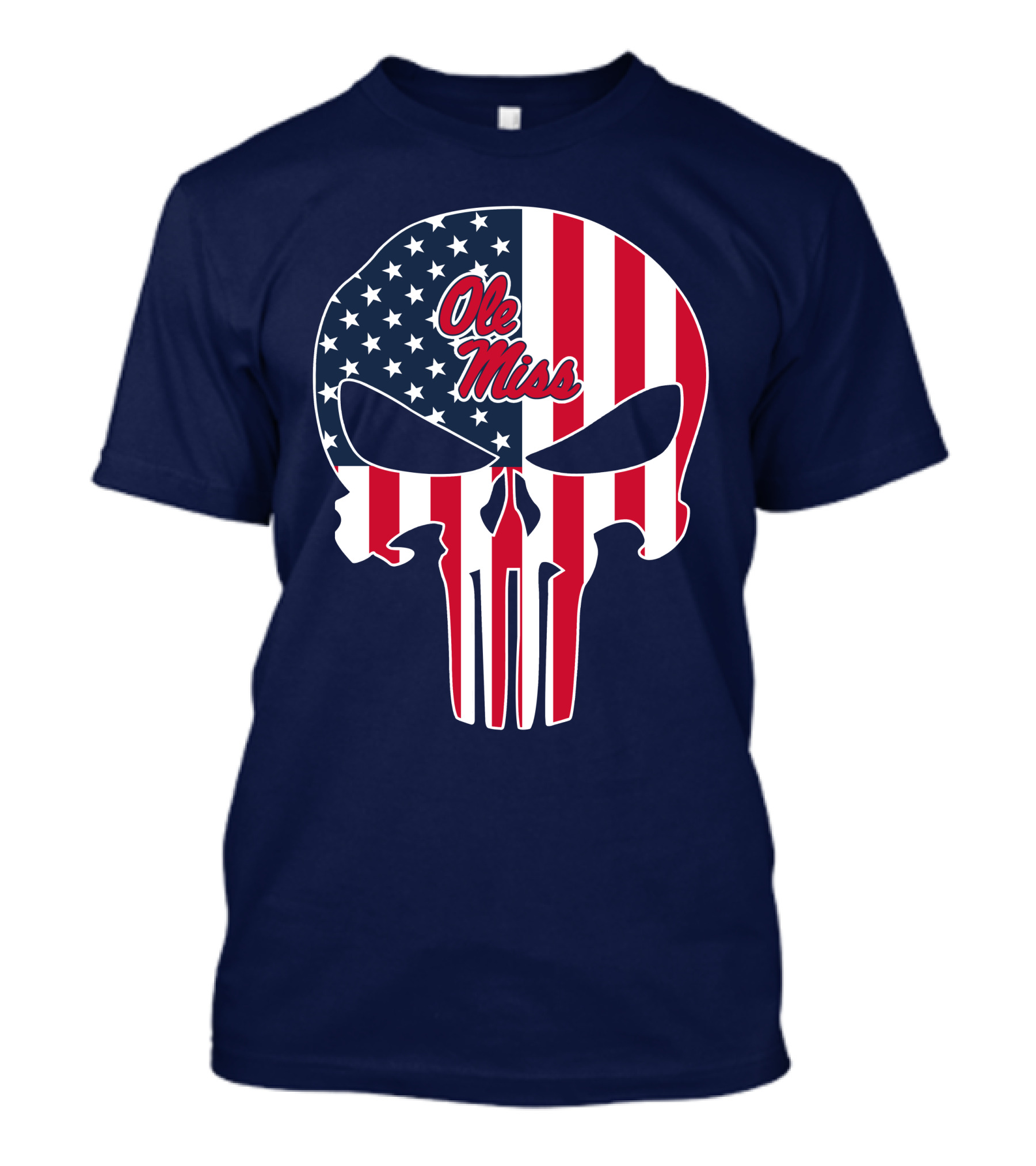 Ole Miss Rebels American Flag Punisher Skull T-Shirt