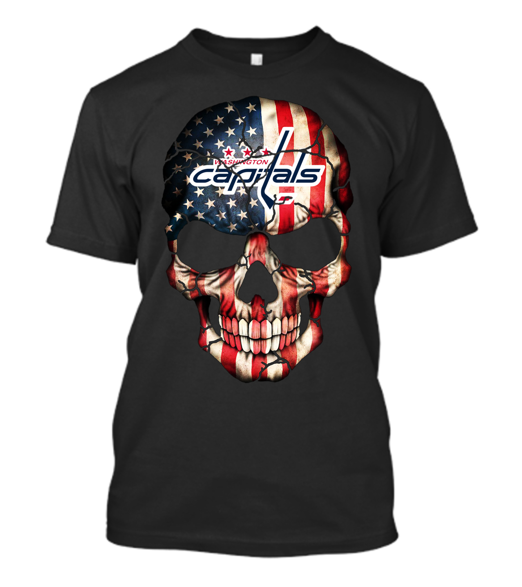 Washington Capitals American Flag Skull T-Shirt