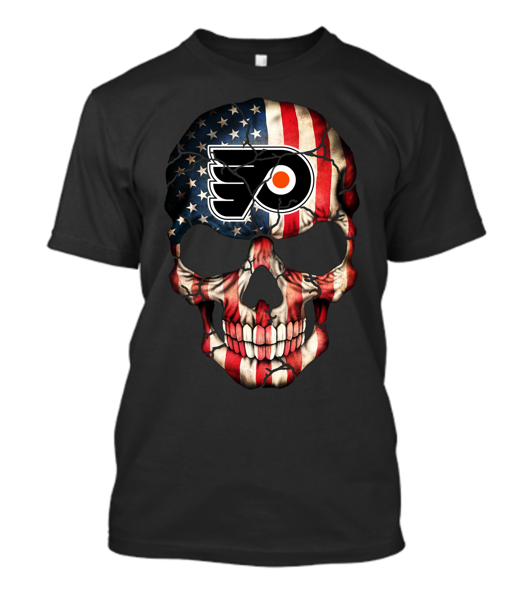 Philadelphia Flyers American Flag Skull T-Shirt