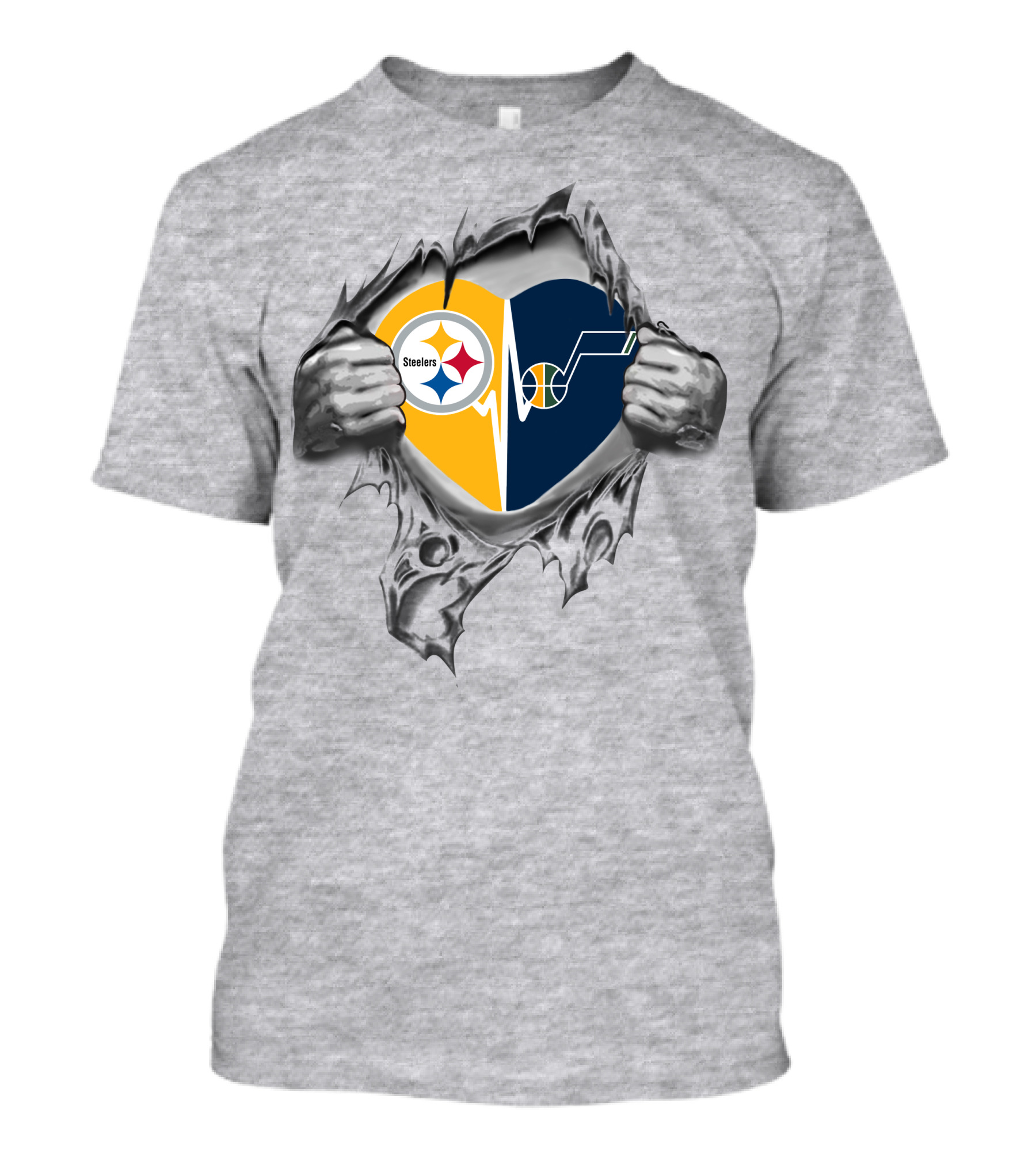 Steelers Utah Jazz Heartbeat Passion Fan Logo Association T-Shirt