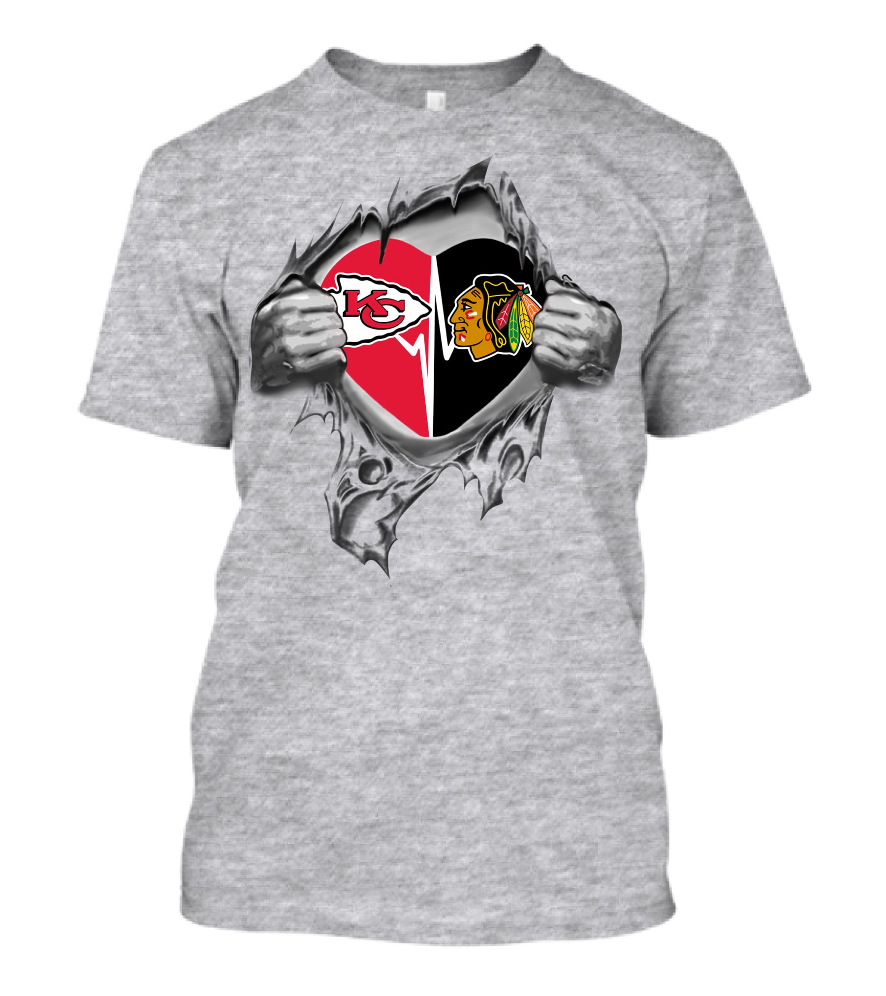 Chiefs Chicago Blackhawks Heart T-Shirt