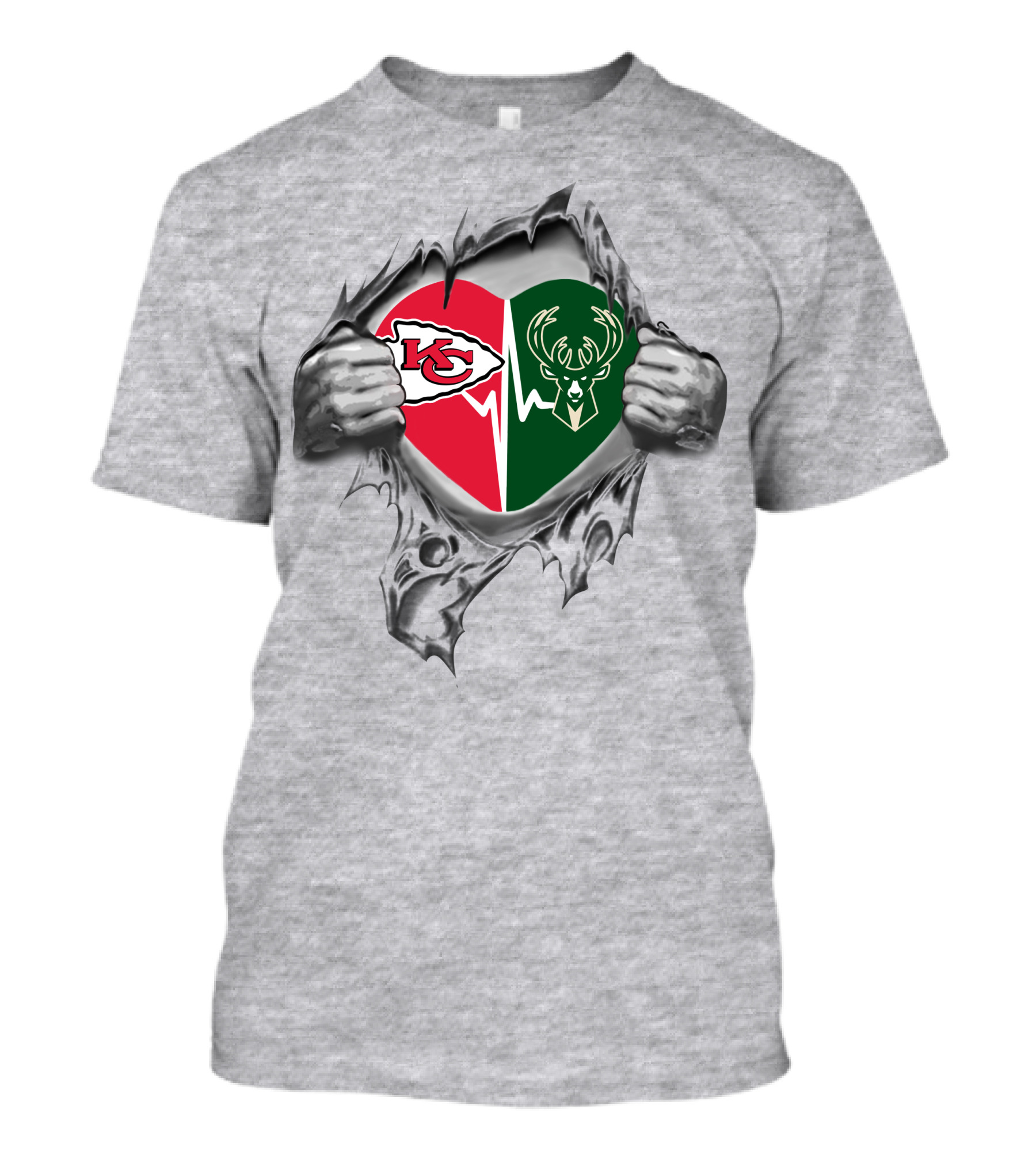 Chiefs Milwaukee Bucks Heart T-Shirt