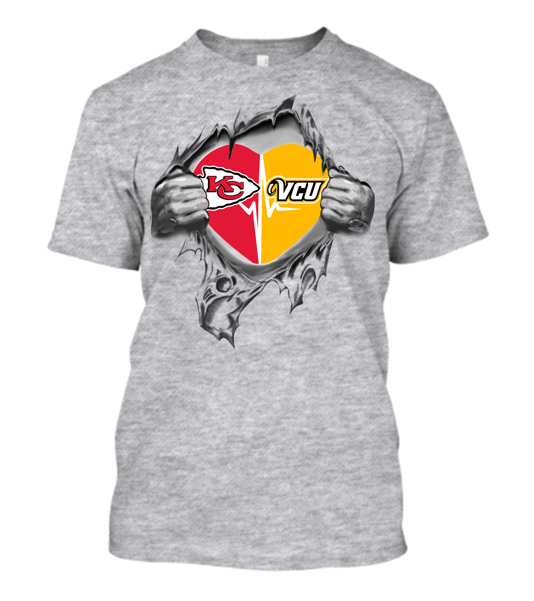 Chiefs Vcu Rams Heartbeat Unity T-Shirt