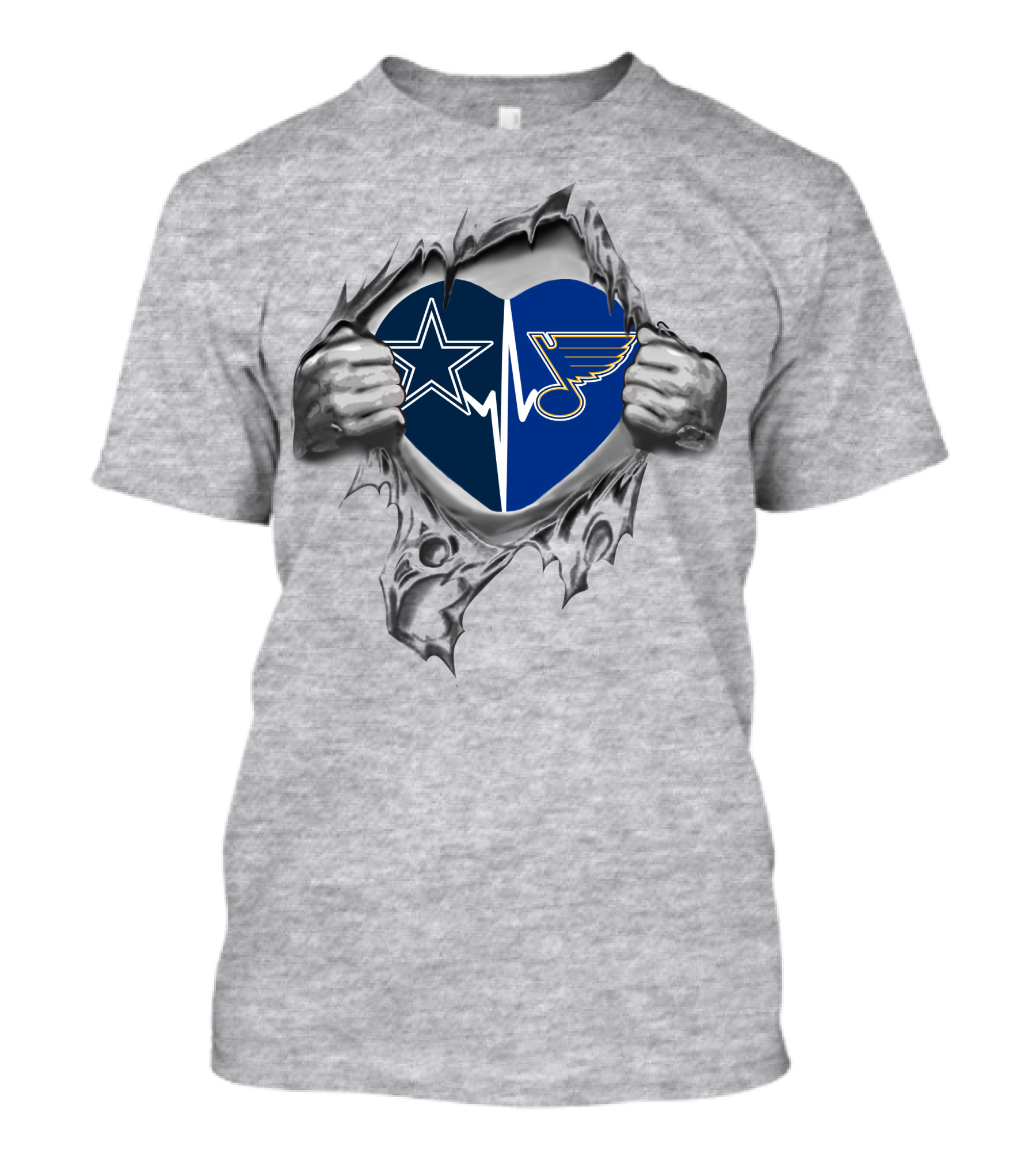 Cowboys St Louis Blues Heartbeat T-Shirt