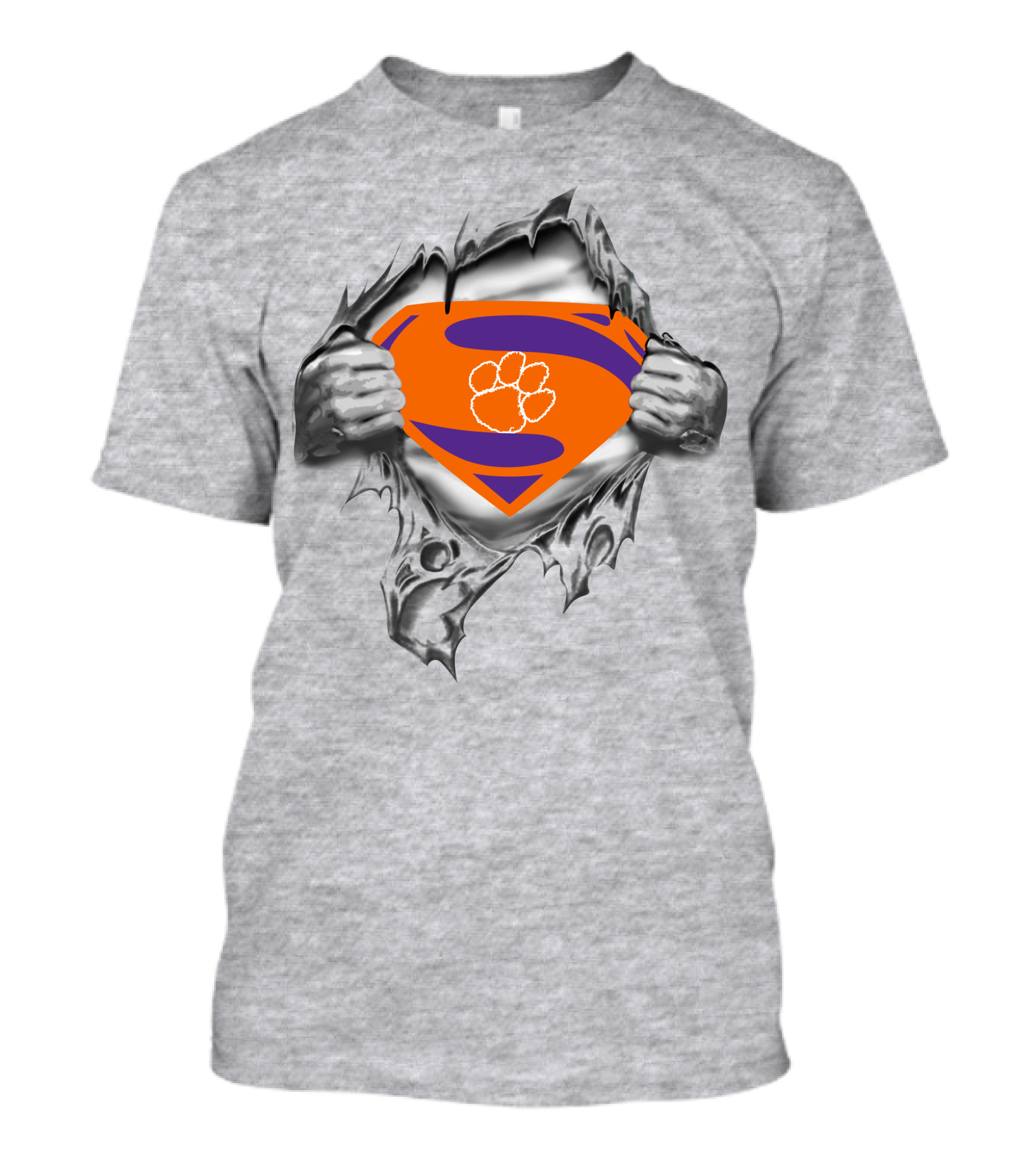 Clemson Tigers Superman Rip Style T-Shirt
