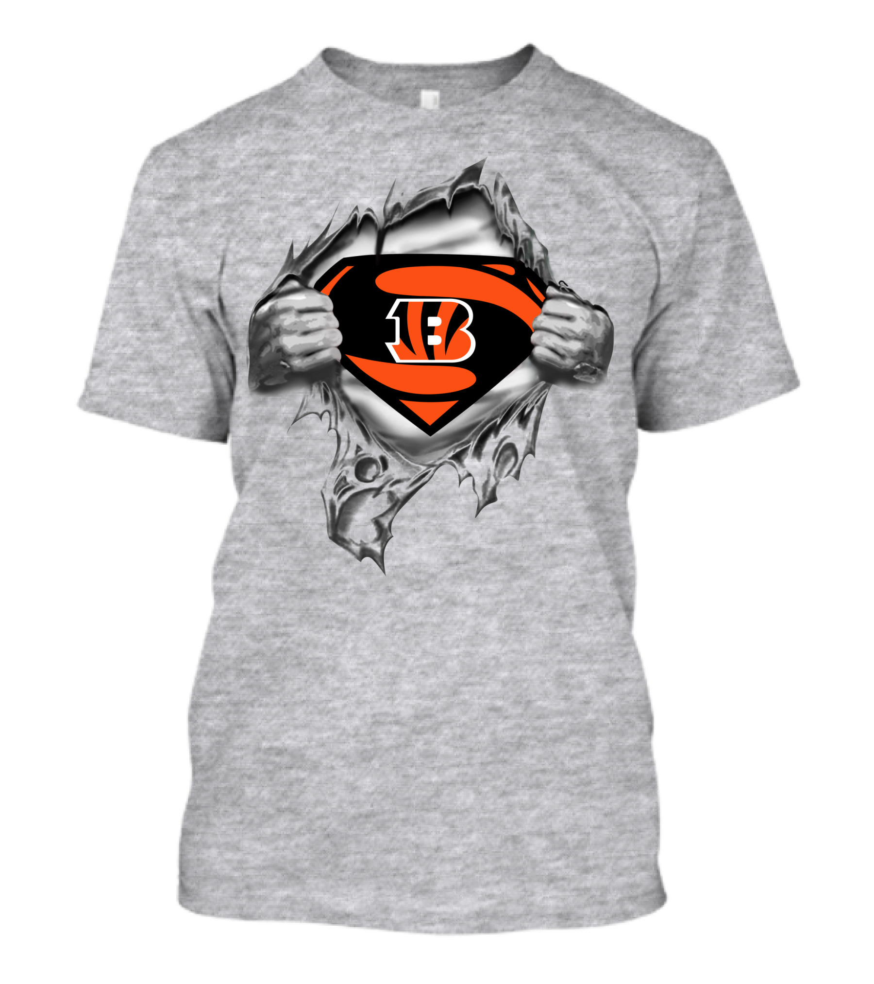 Cincinnati Bengals Superman Logo With Ripped Effect T-Shirt