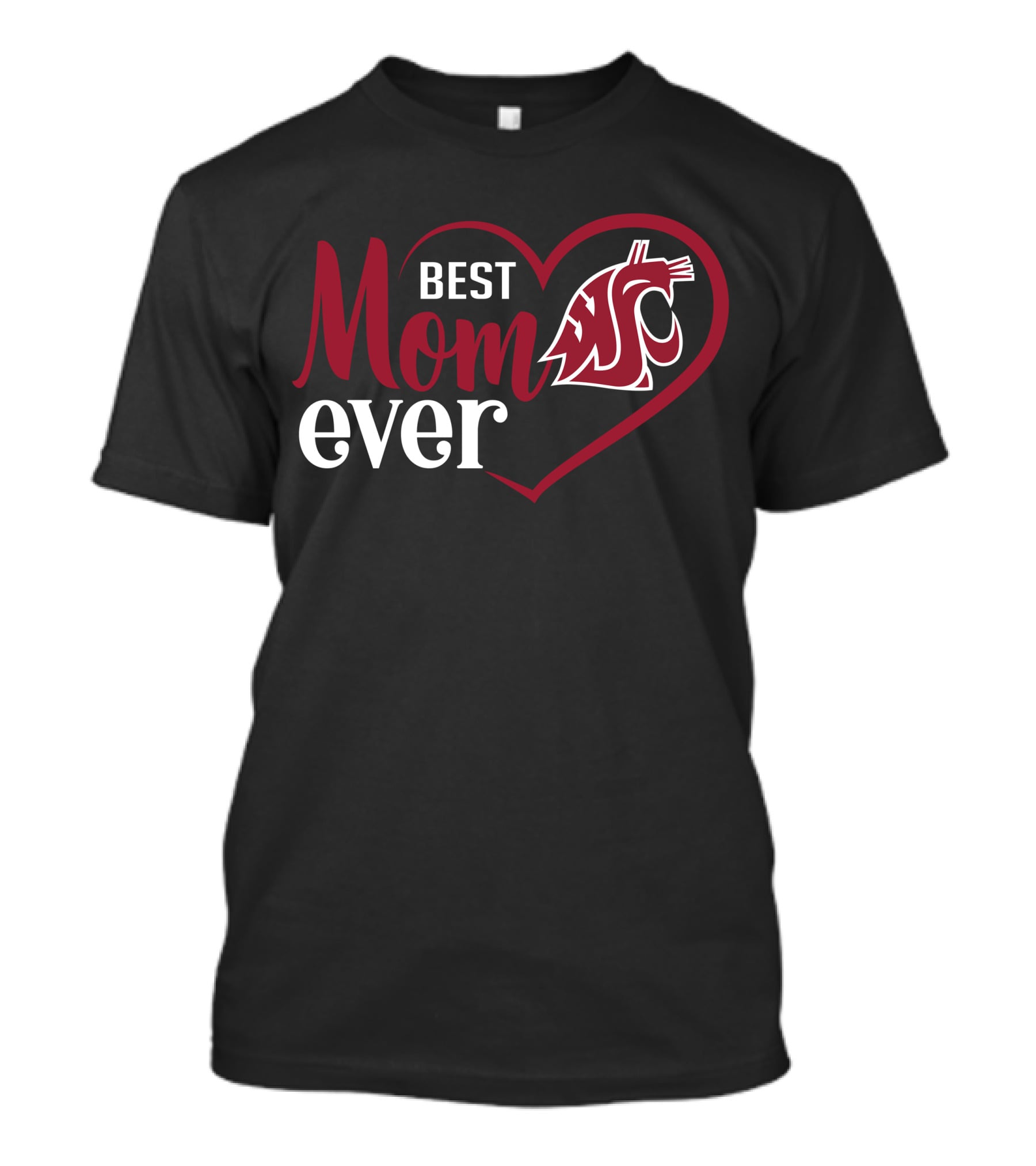 Best Mom Ever Washington State Cougars Logo Heart T-Shirt