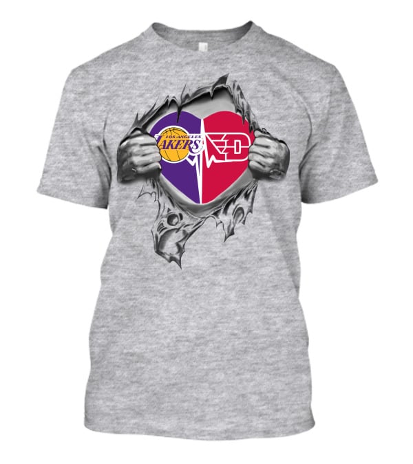 Los Angeles Lakers Dayton Flyers Heartbeat Connection T-Shirt