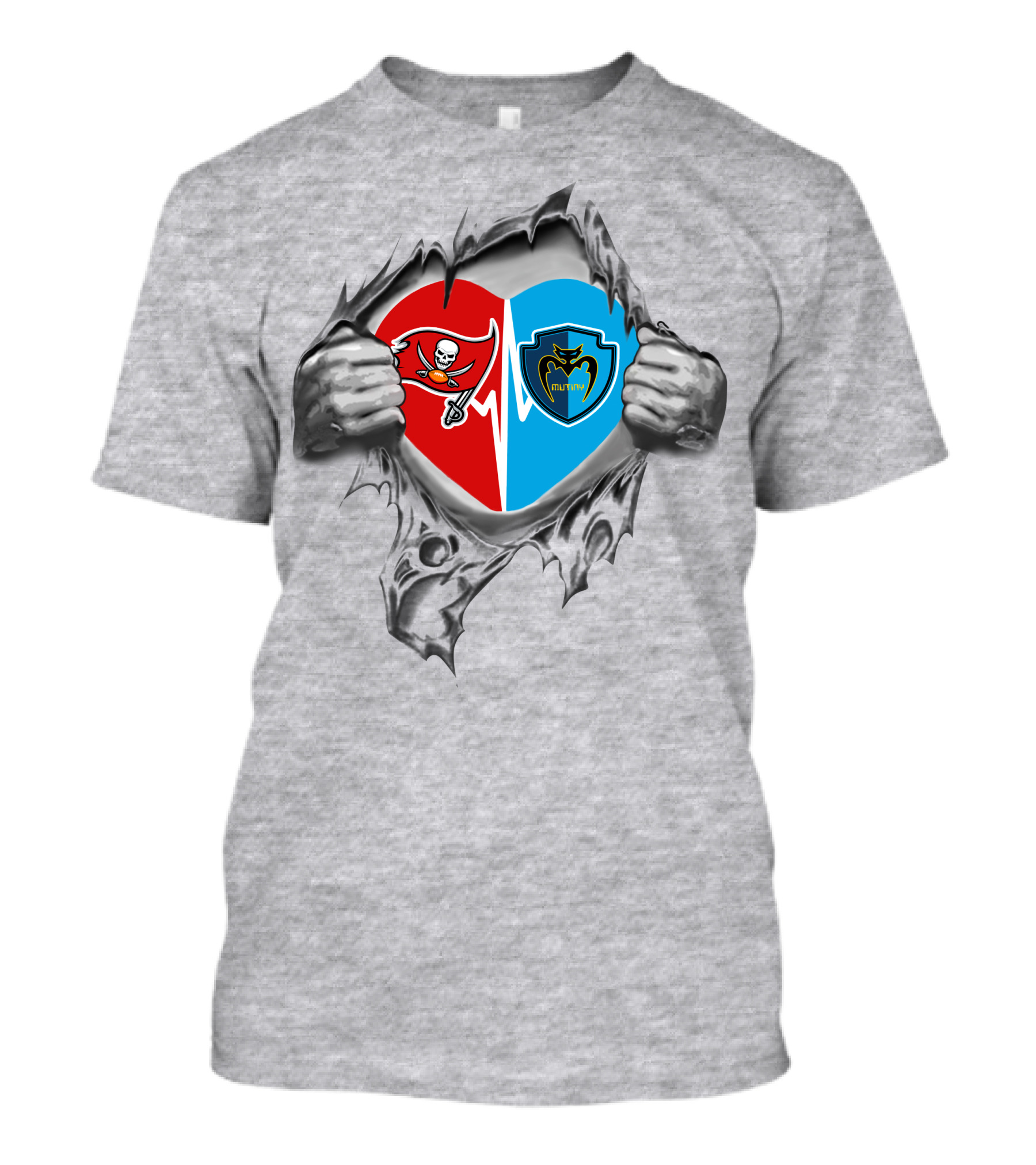 Buccaneers Tampa Bay Mutiny Heart Split Loyalty T-Shirt