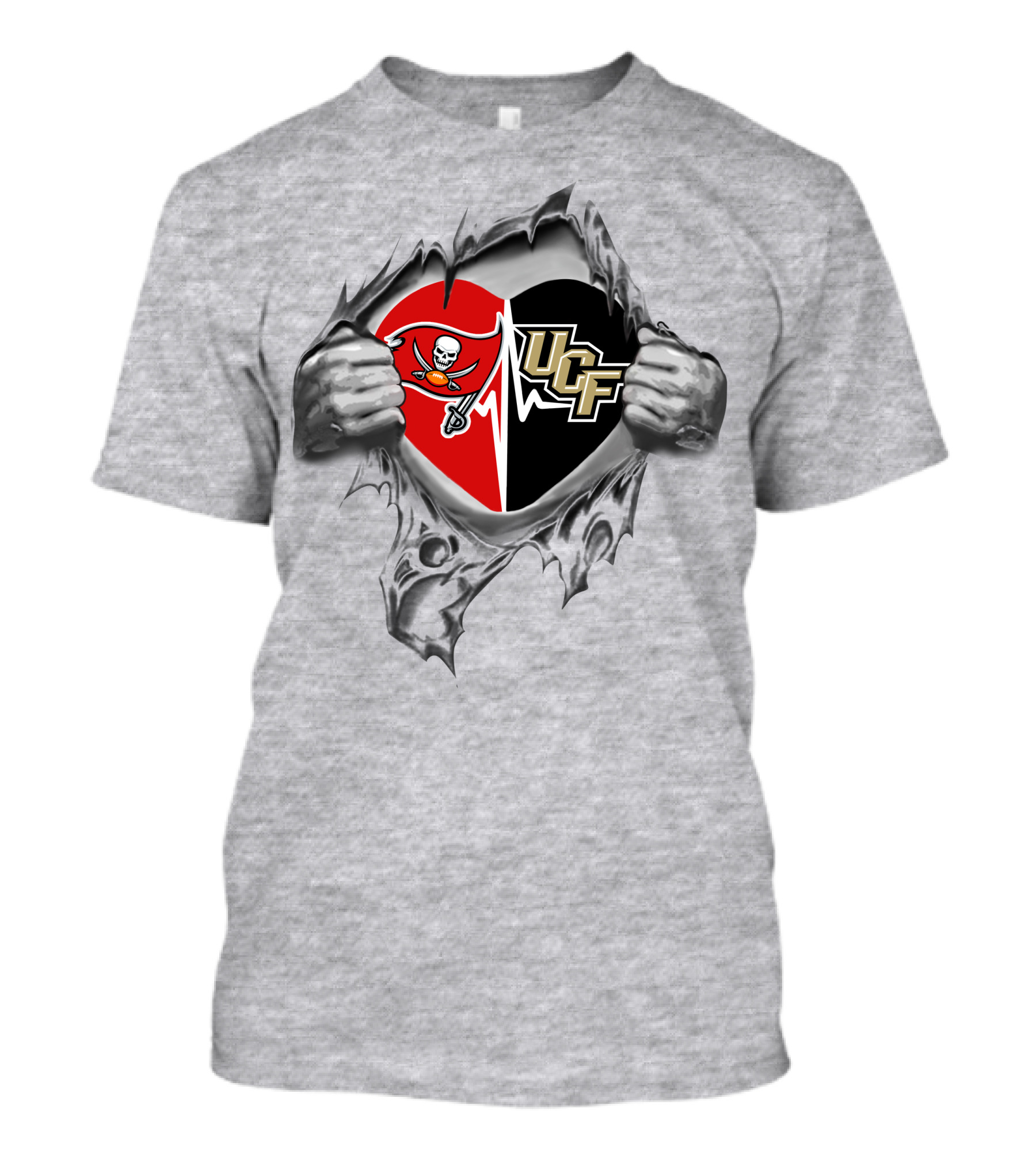 Buccaneers Ucf Knights Heart Logo Tear T-Shirt