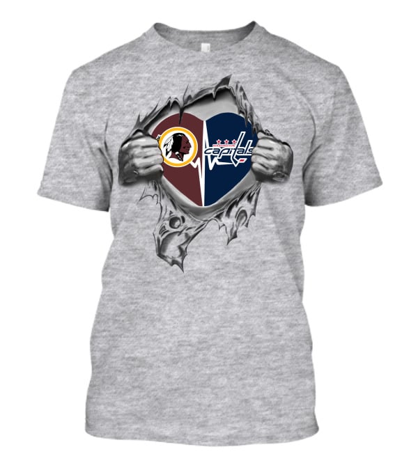 Redskins Capitals Heart Design Torn Open Style T-Shirt
