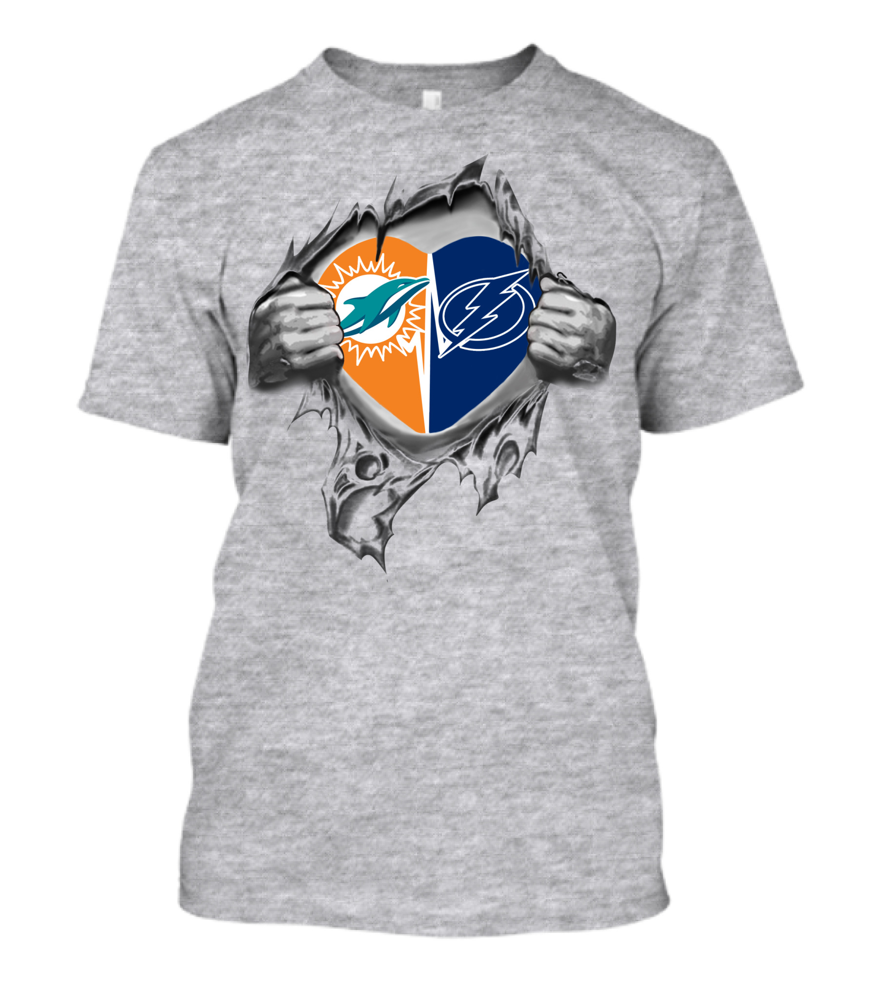 Miami Dolphins Tampa Bay Lightning Heart T-Shirt