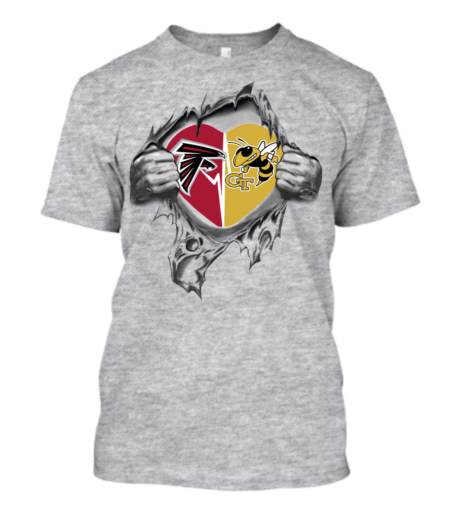 Atlanta Falcons Georgia Tech Yellow Jackets Heart T-Shirt