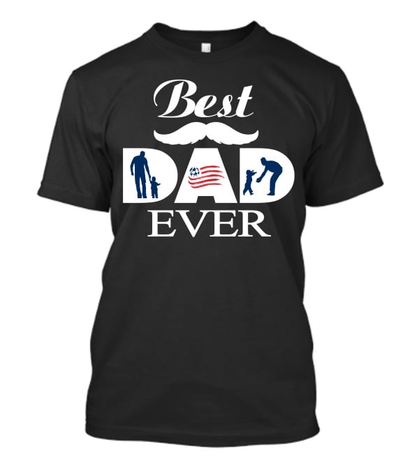 Best Dad Ever New England Revolution Soccer Mustache Silhouette T-Shirt