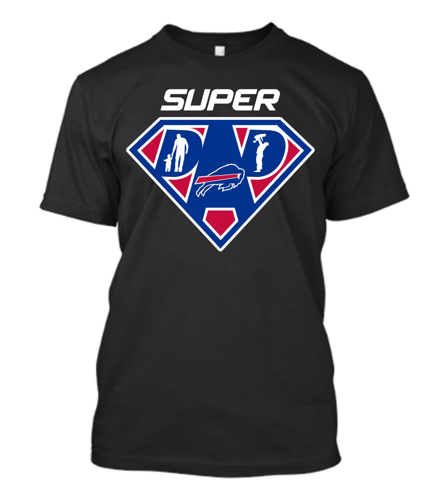 Super Dad Buffalo Bills Superman Logo With Family Silhouettes T-Shirt