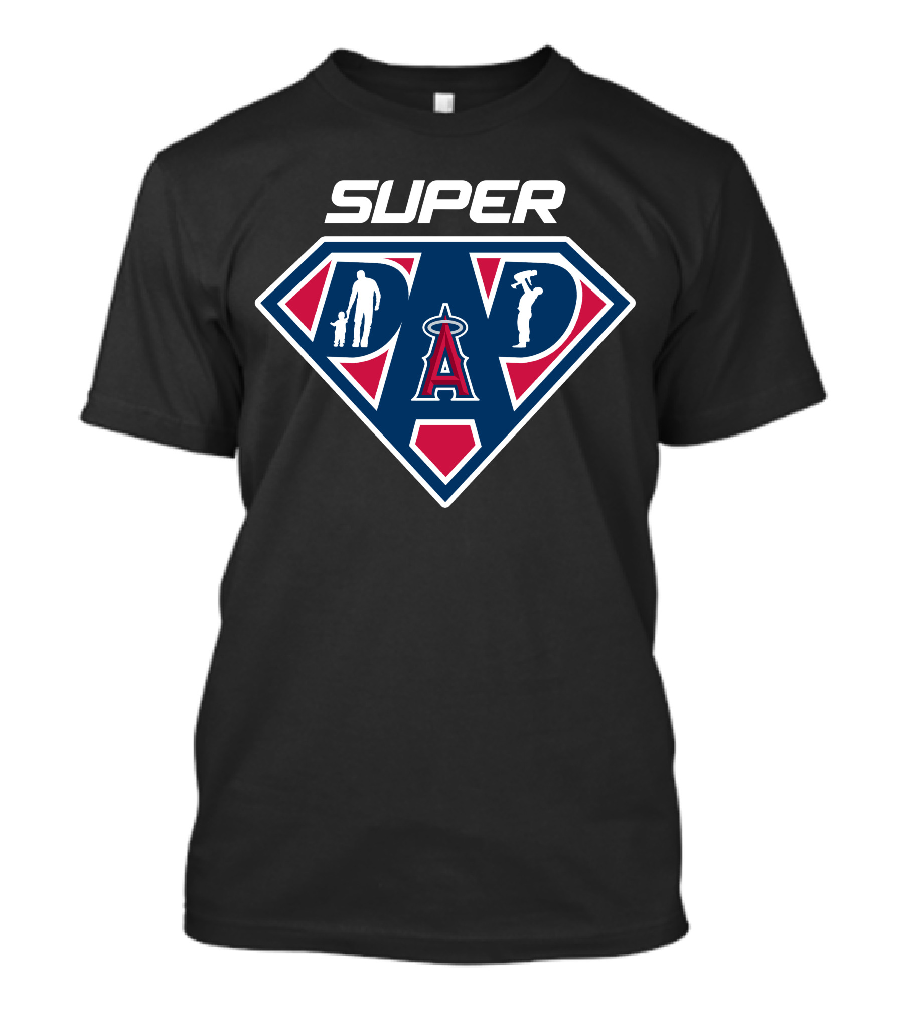 Los Angeles Angels Super Dad Logo With Silhouette Styles T-Shirt