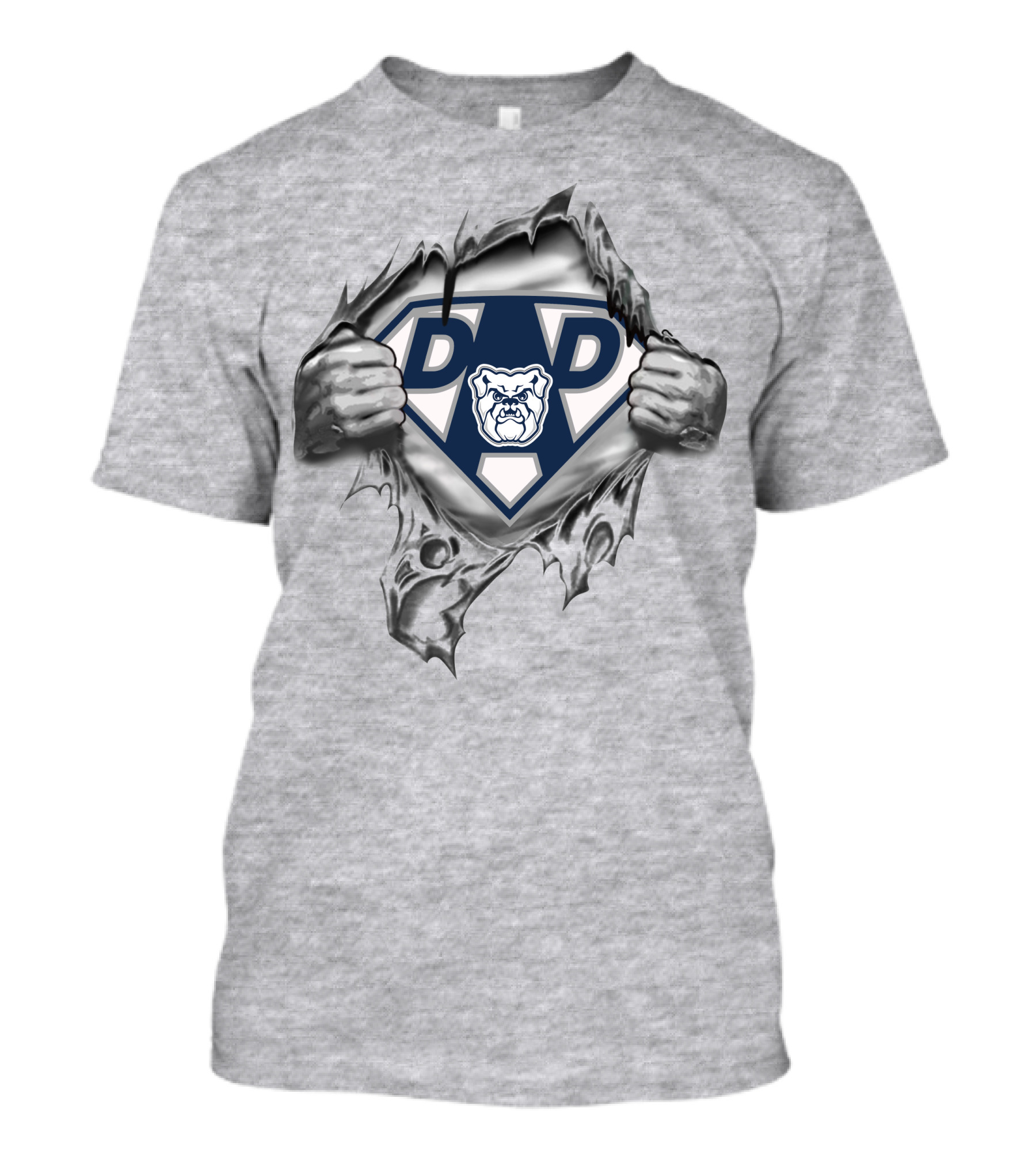Butler Bulldogs Super Dad Logo With Superman Style Bulldog T-Shirt