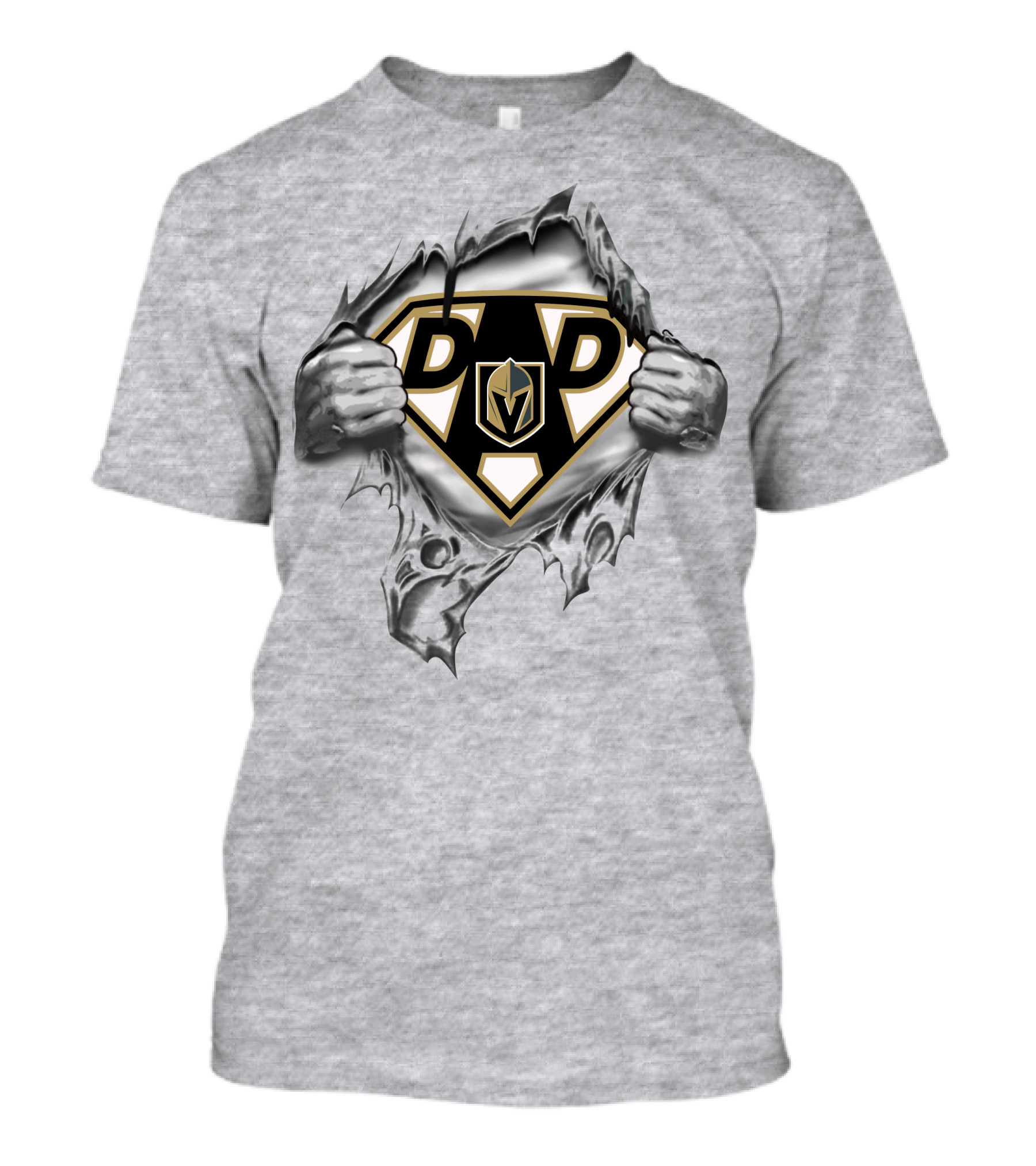 Vegas Golden Knights Dad Superhero Logo Breaking Through T-Shirt