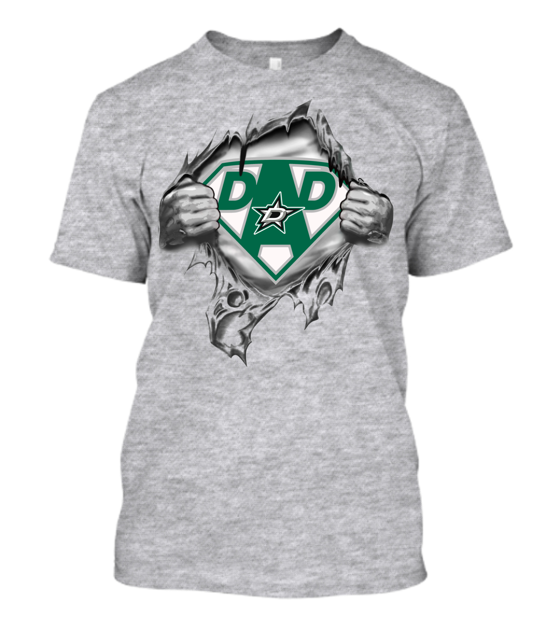 Dallas Stars Super Dad Symbol With Torn Metal T-Shirt