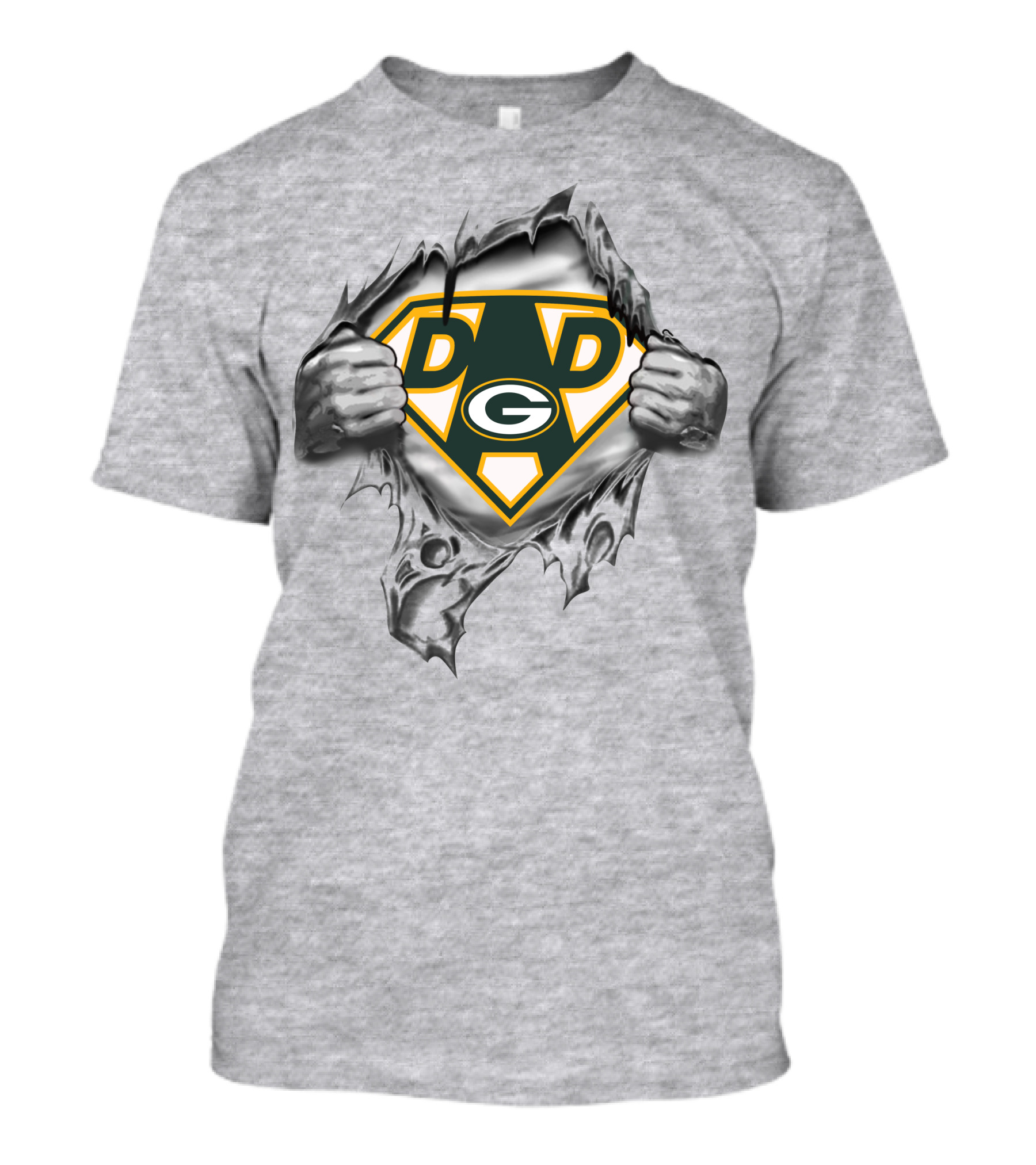 Green Bay Packers Super Dad Logo With Torn Fabric Effect T-Shirt