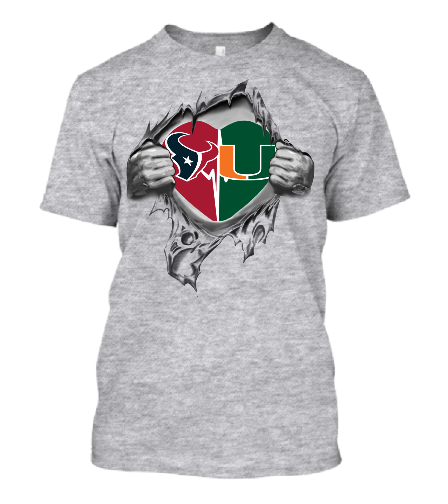 Texans Miami Hurricanes Heart Logo Unity T-Shirt