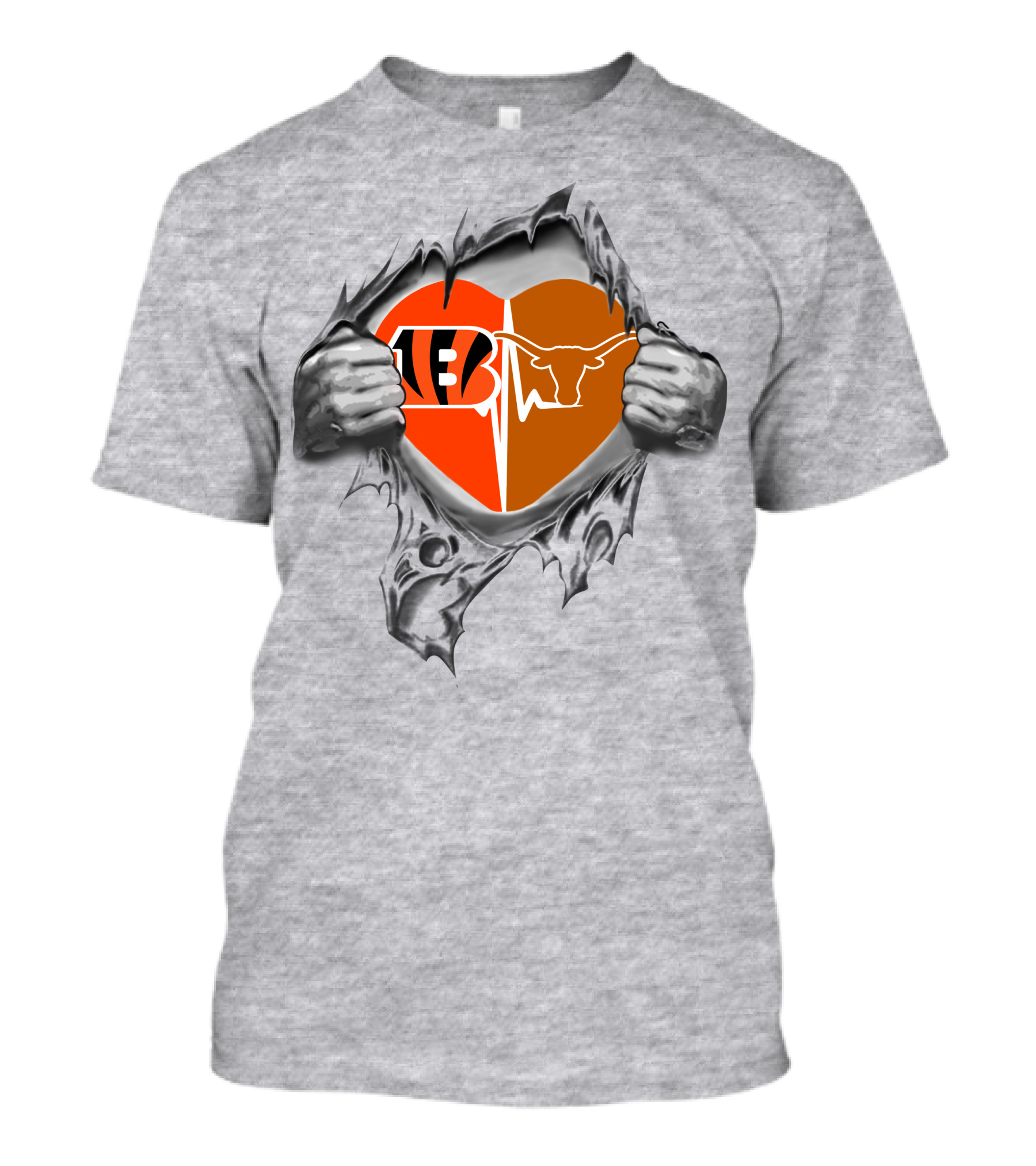 Bengals Longhorns Heartbeat Passion T-Shirt