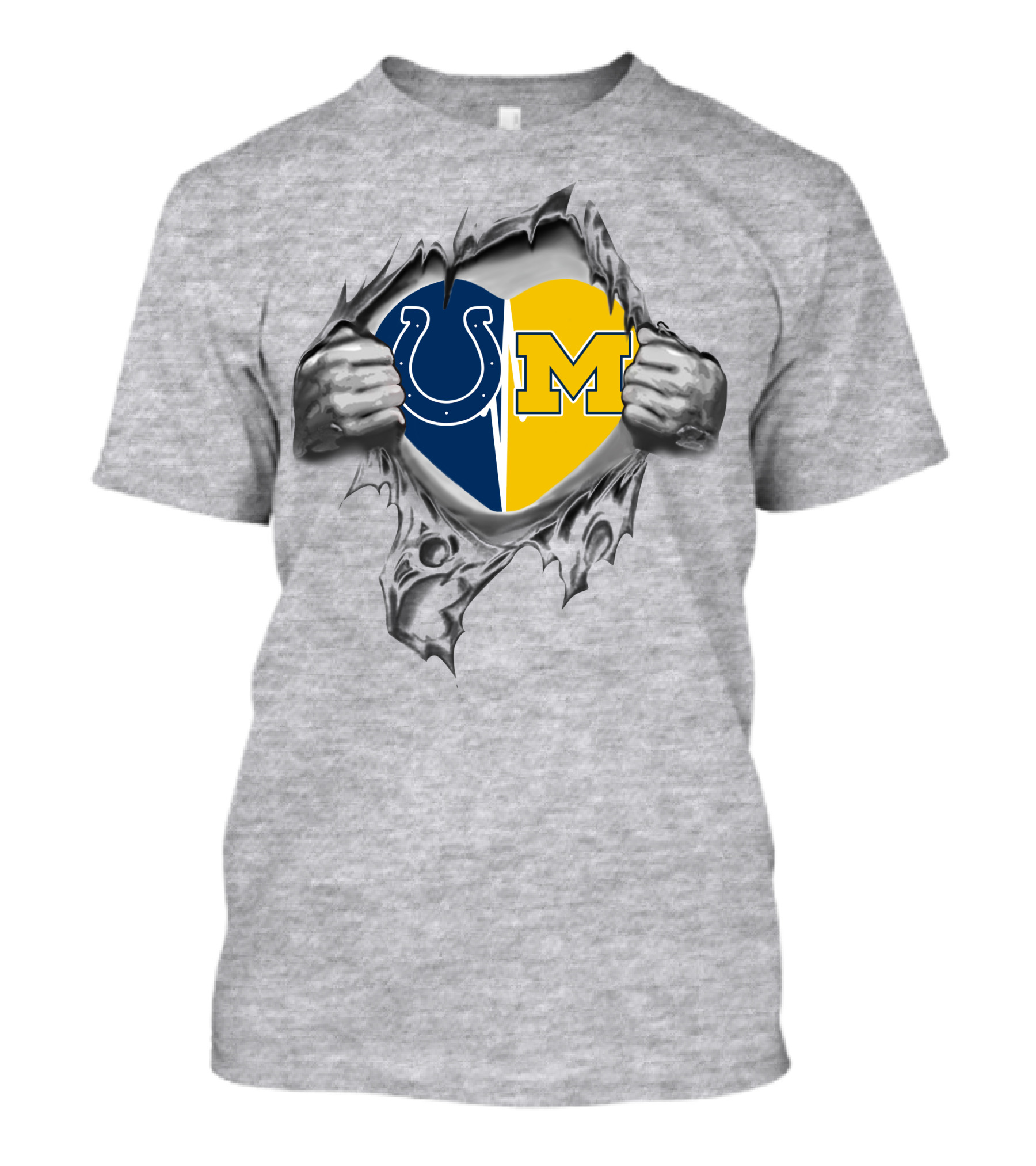 Colts Michigan Wolverines Heart Tear T-Shirt