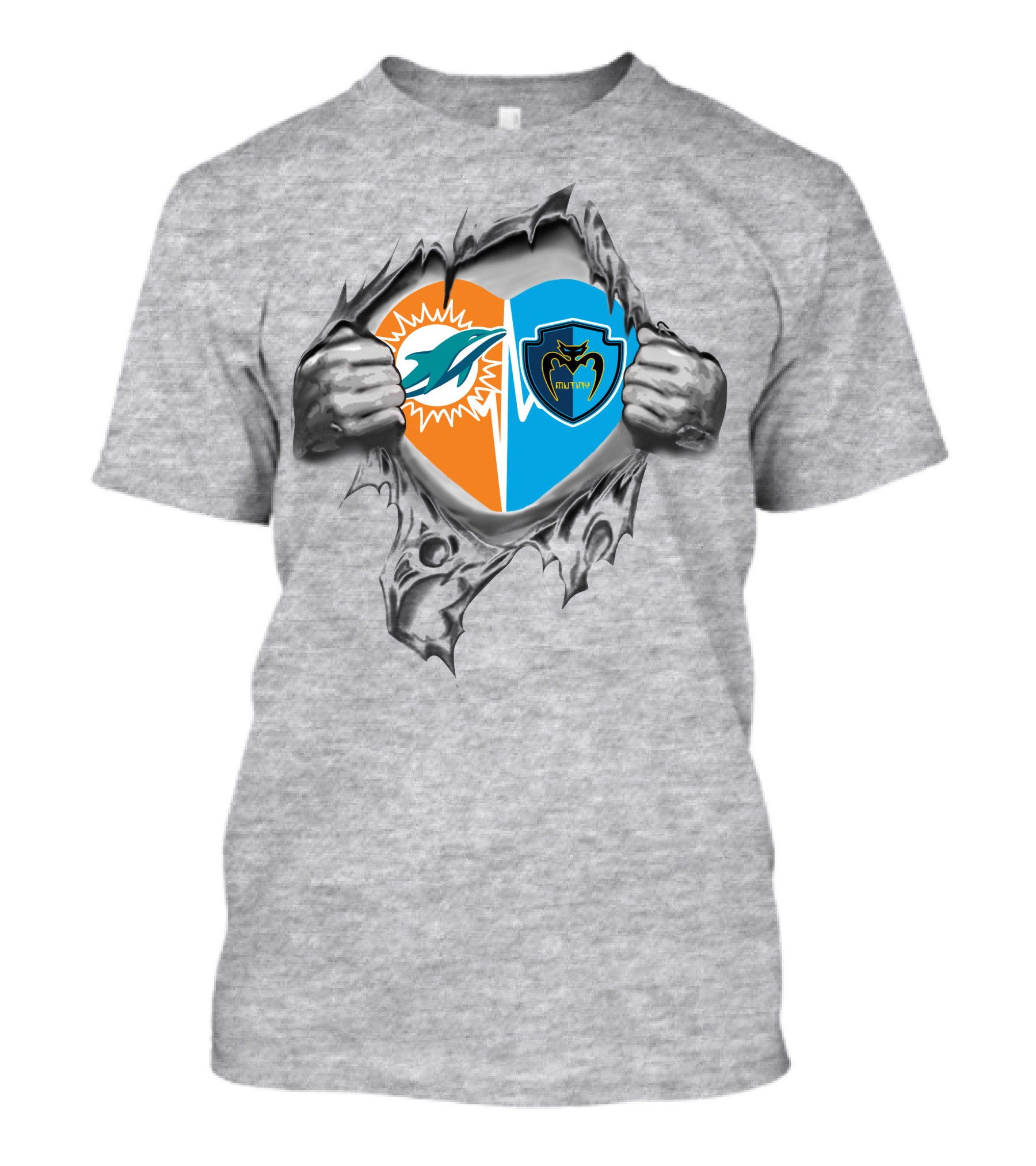 Miami Dolphins Tampa Bay Mutiny Heart Design 22 It's In My Heart T-Shirt