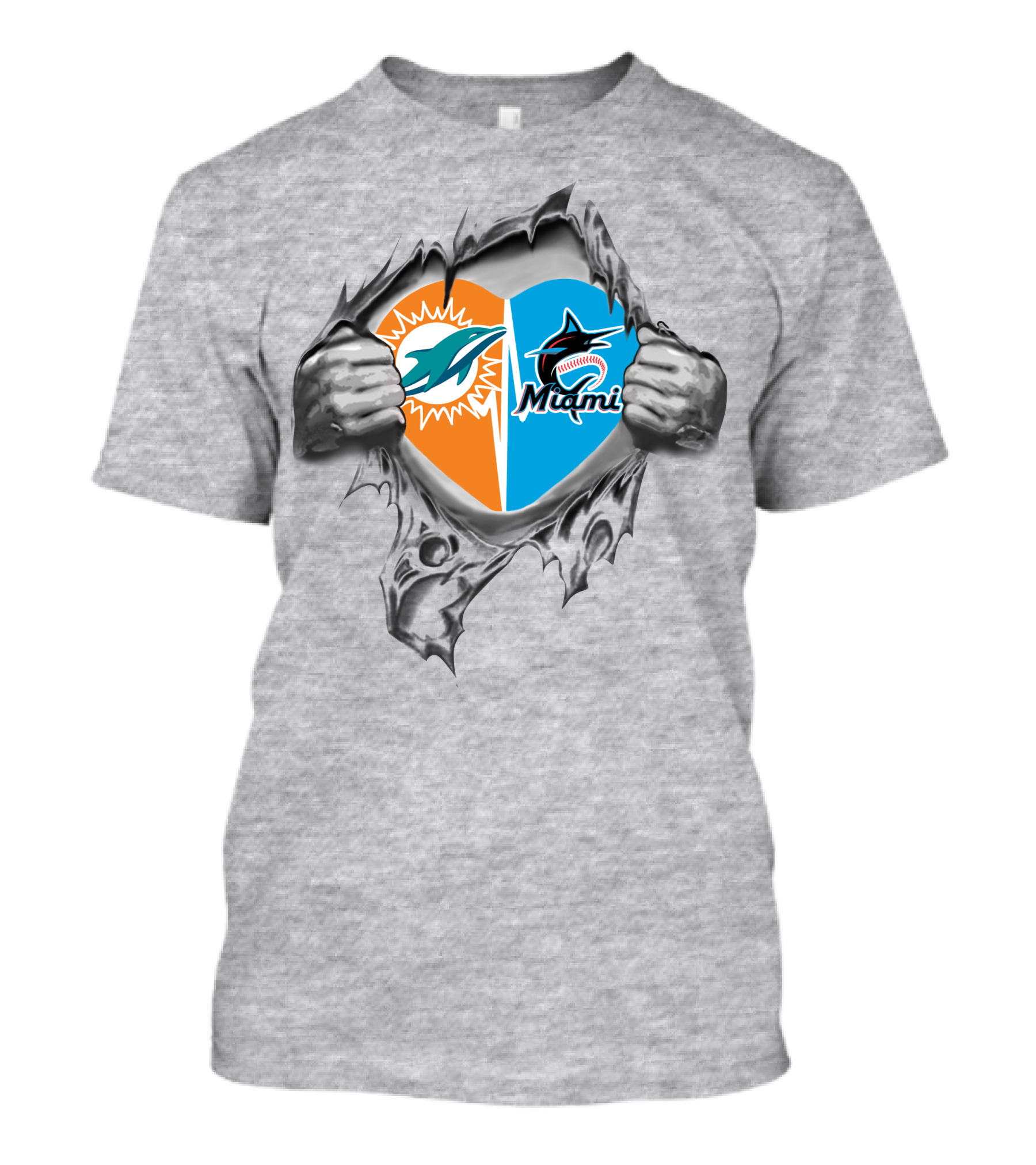 Miami Dolphins And Marlins Heart T-Shirt