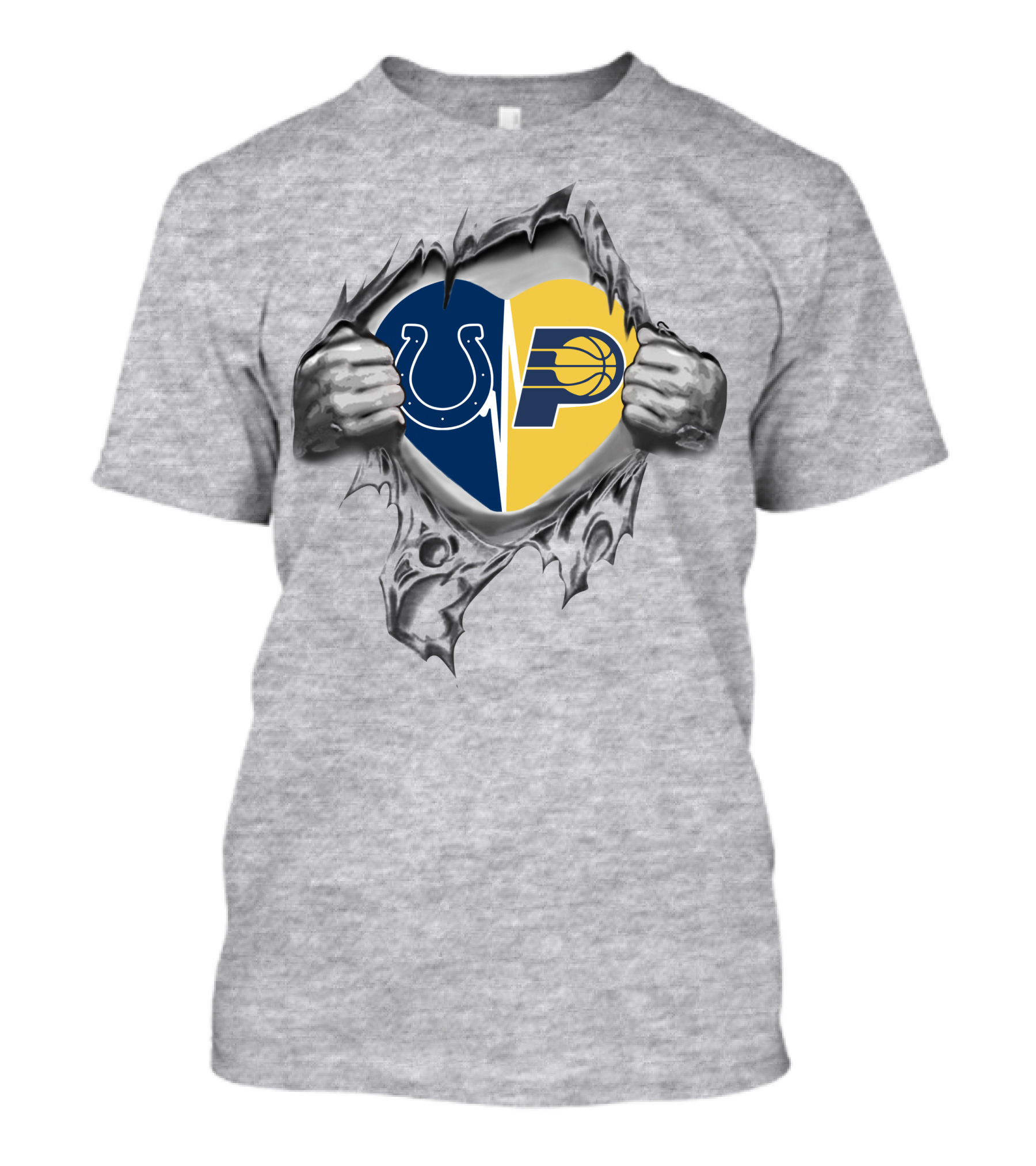 Colts Indiana Pacers Heart Logo Ripped T-Shirt