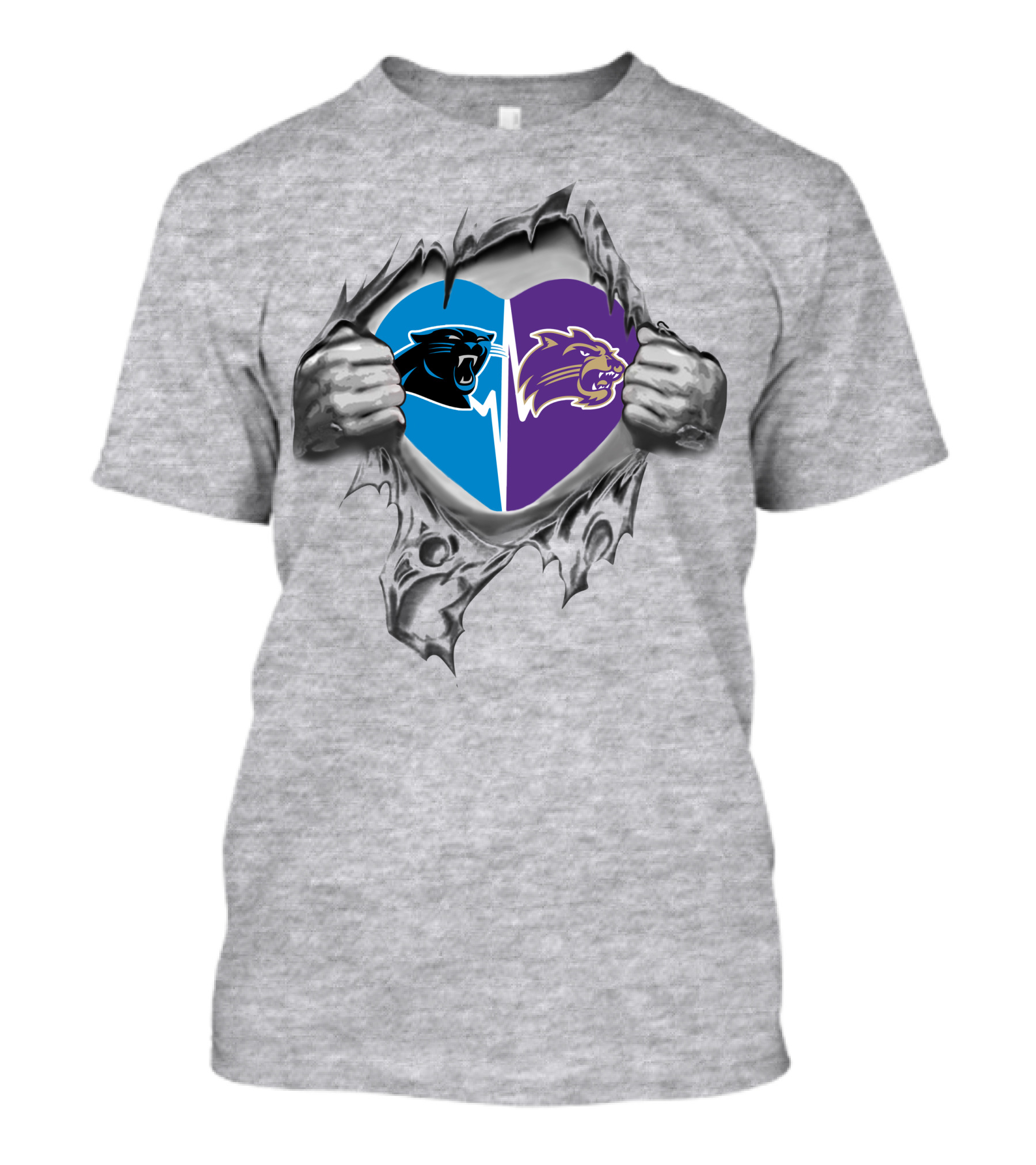 Panthers Western Carolina Catamounts Heart Logo Fusion T-Shirt