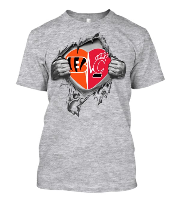 Cincinnati Bengals Bearcats Split Heart 278 It's In My Heart T-Shirt