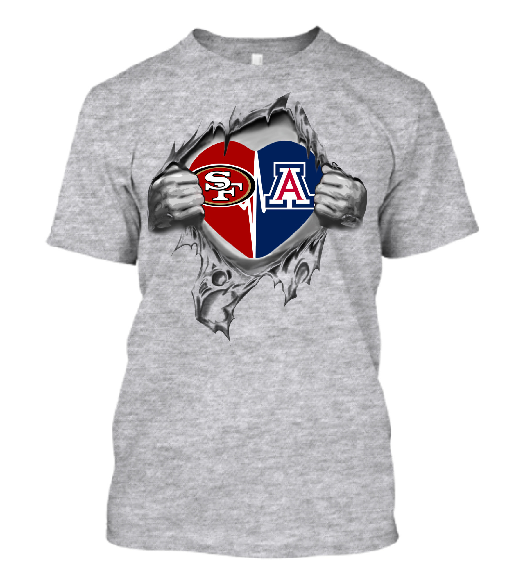 49ers Arizona Wildcats Heart T-Shirt