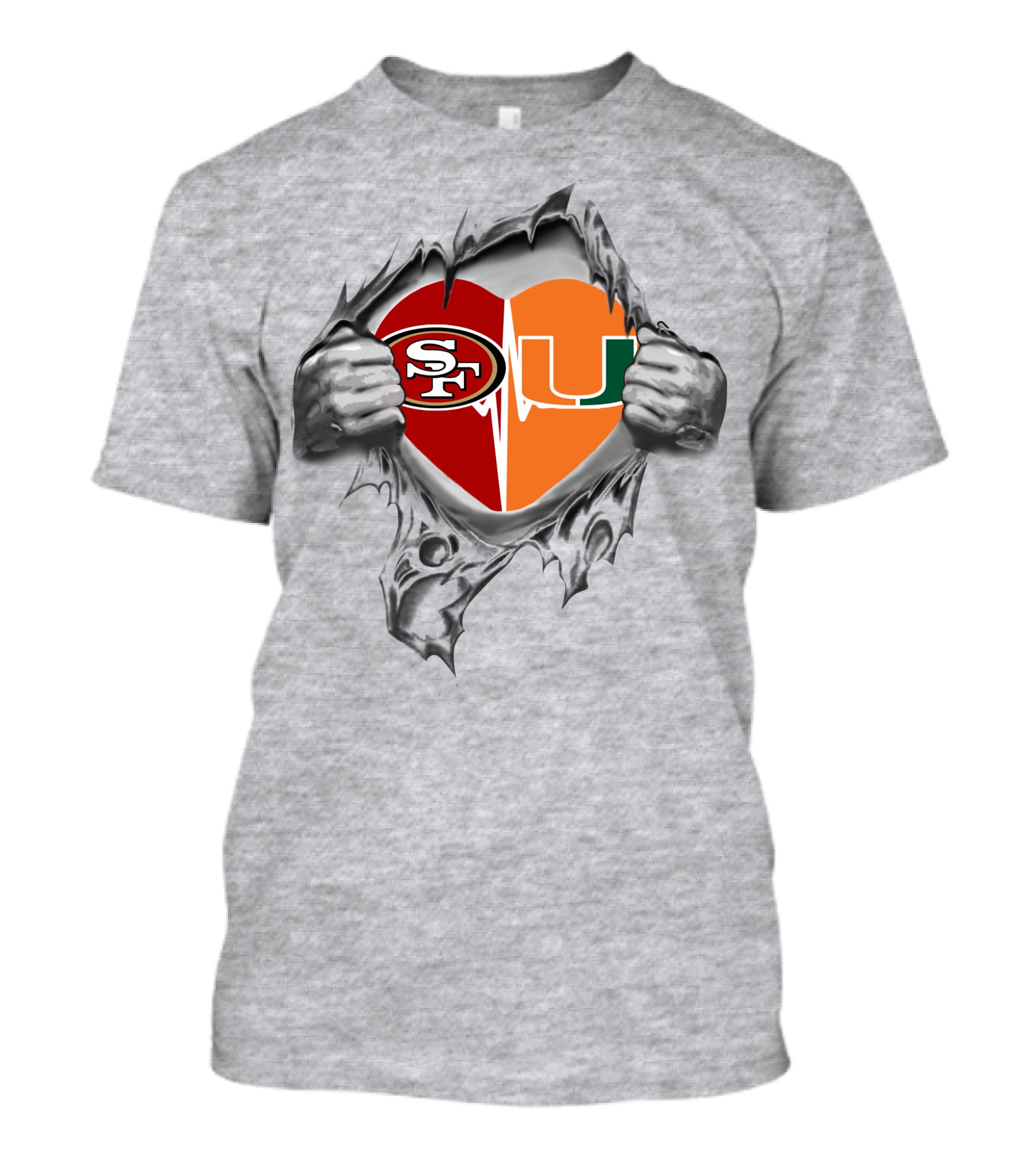 49ers Miami Hurricanes Sf Heart T-Shirt