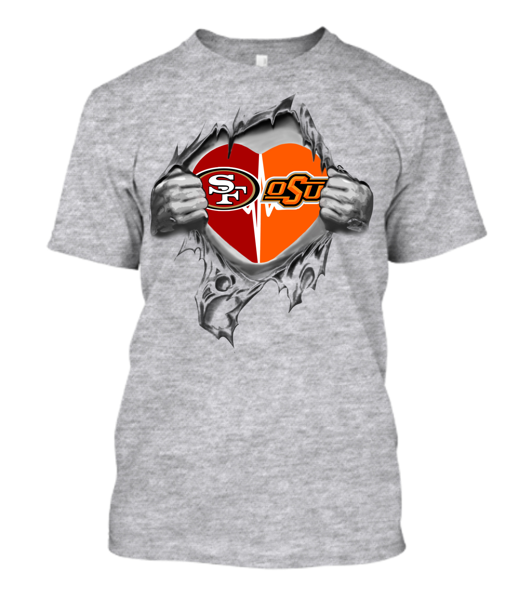 49ers Oklahoma State Cowboys Heartbeat Passion T-Shirt