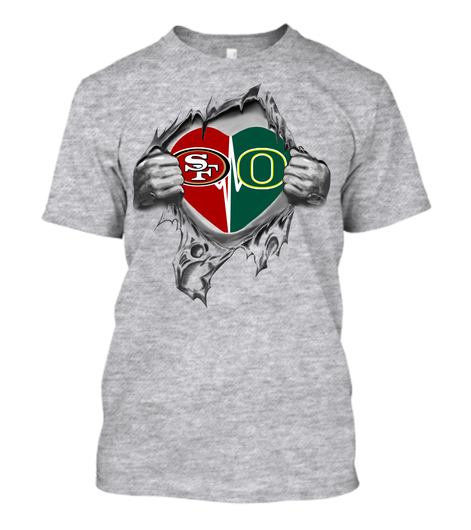 49ers Oregon Ducks Heartbeat Passion T-Shirt