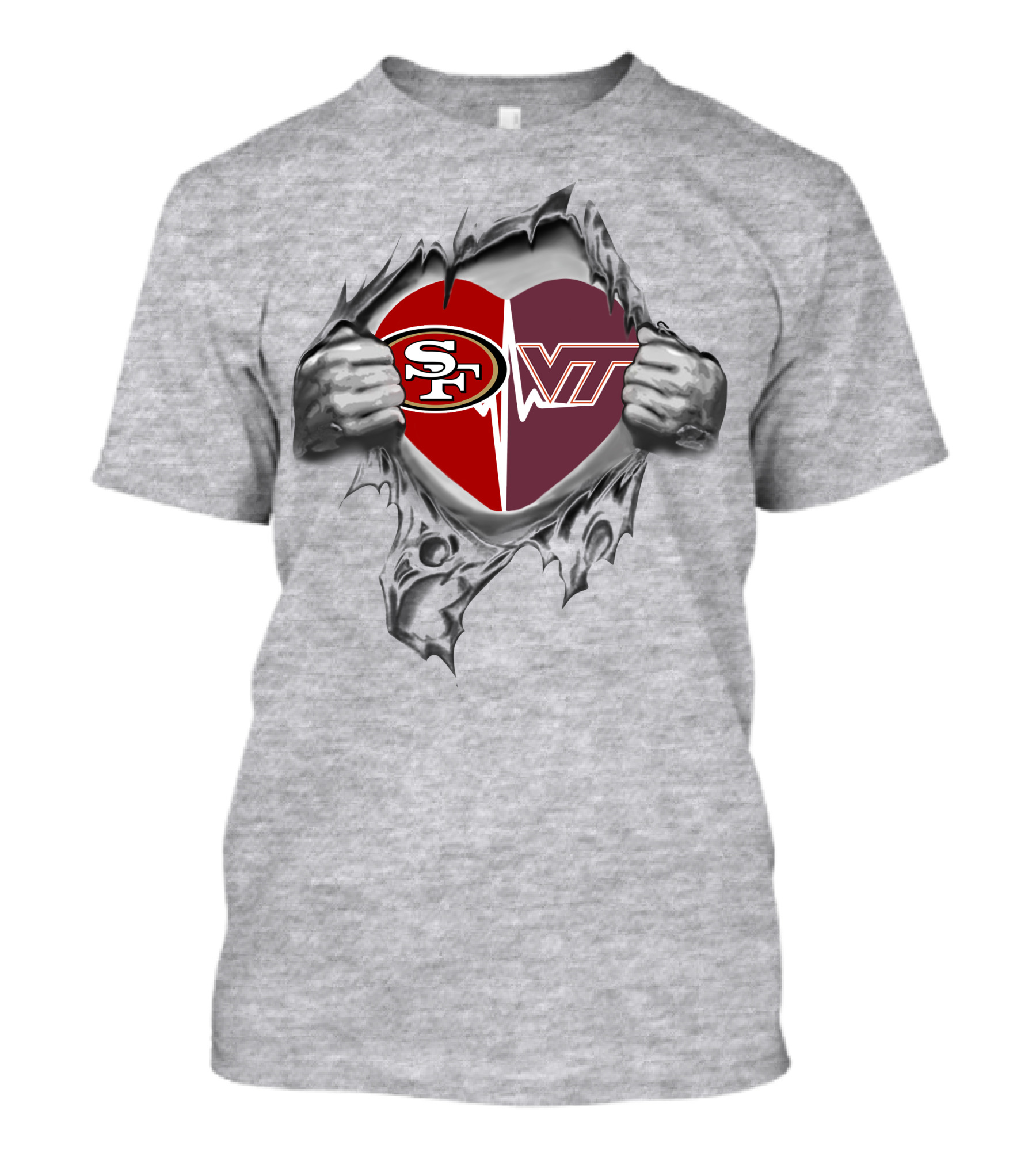 49ers Sf Virginia Tech Vt Heart T-Shirt