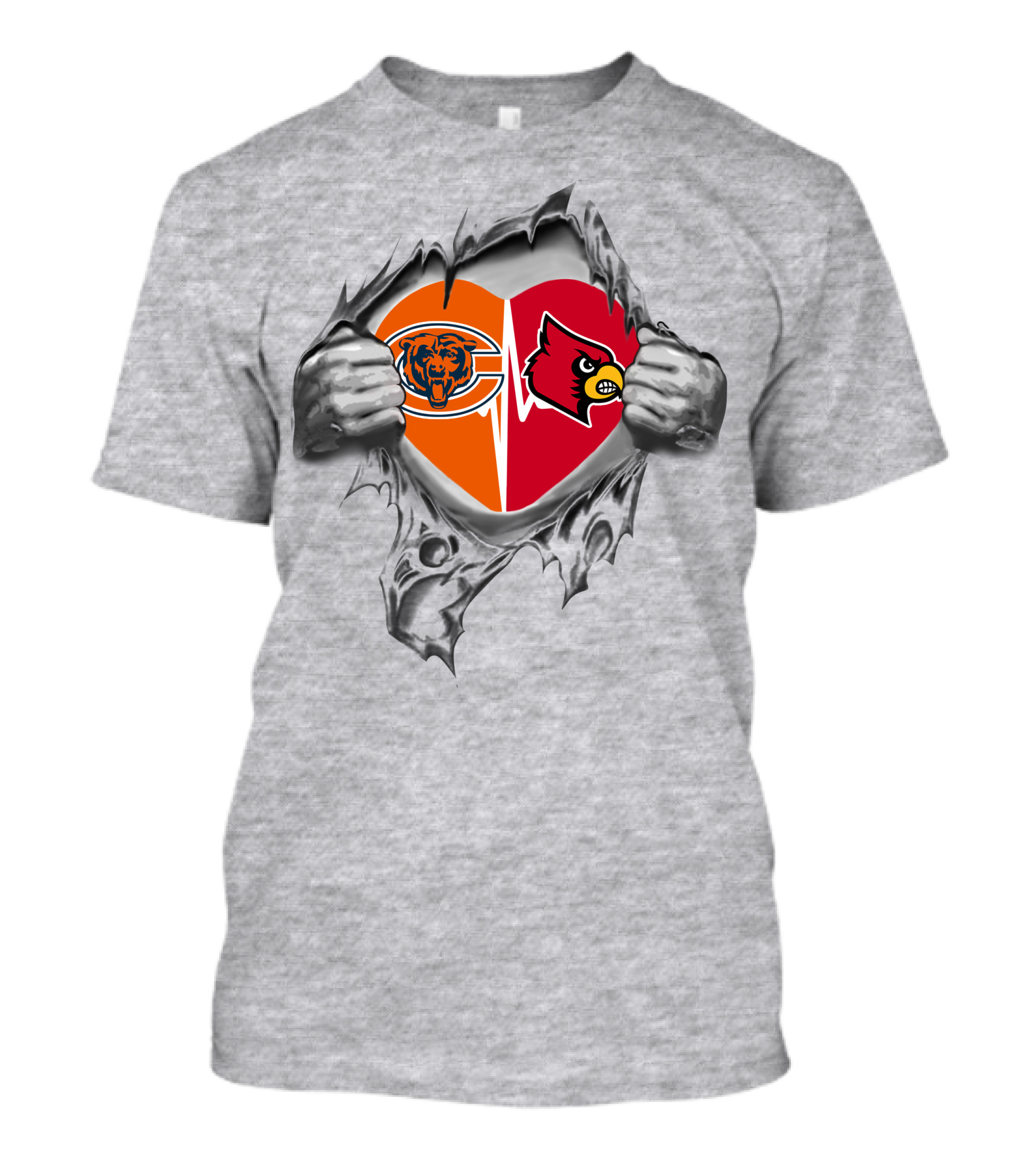 Bears Louisville Cardinals Heart T-Shirt