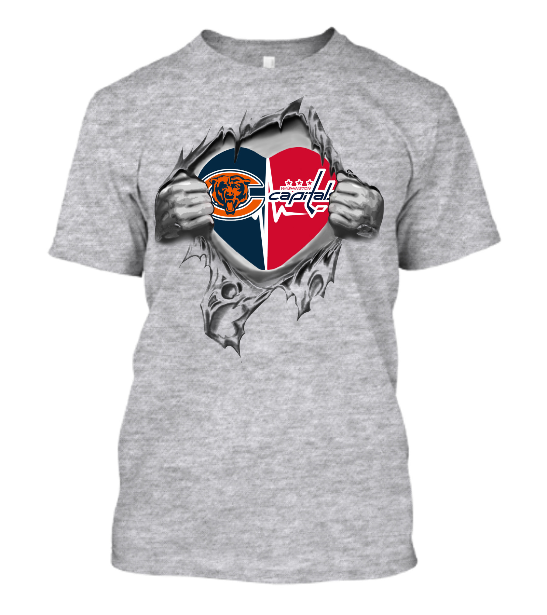 Bears Washington Capitals Heart Split T-Shirt