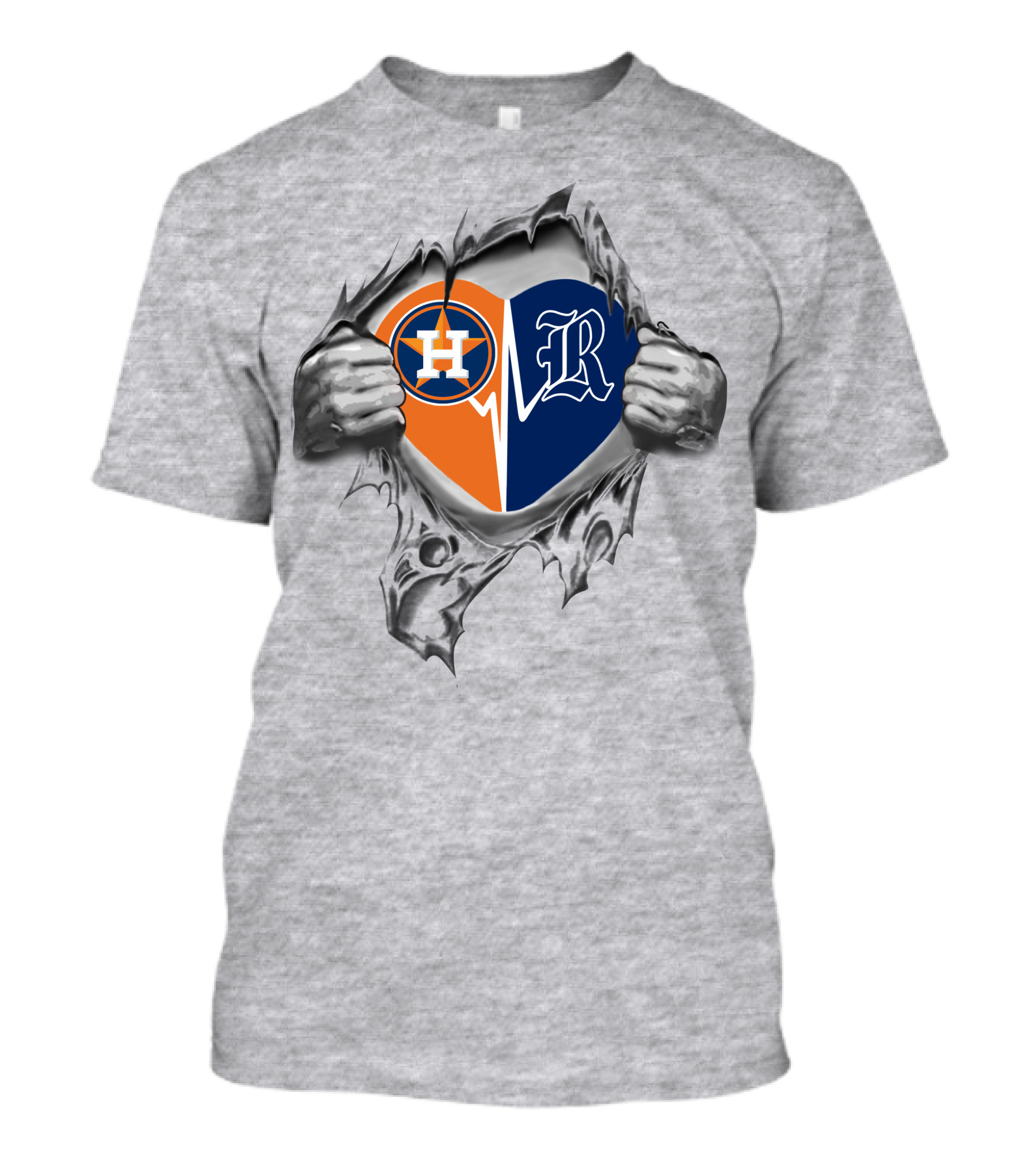 Houston Astros Rice Owls Heartbeat Fusion T-Shirt