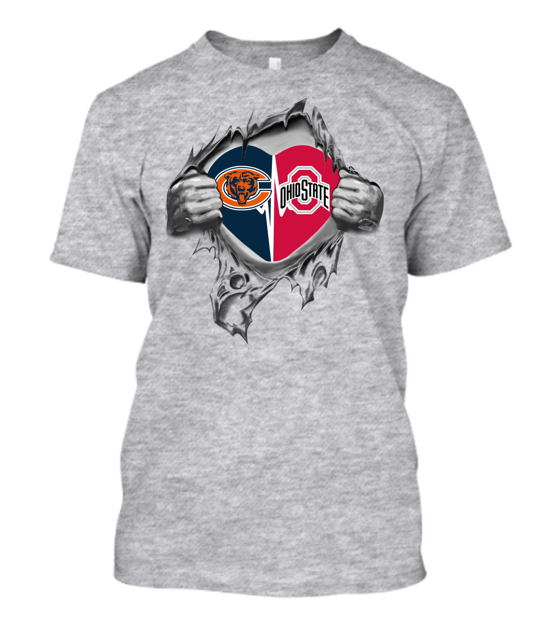 Bears Ohio State Buckeyes Heart Logo Fusion T-Shirt