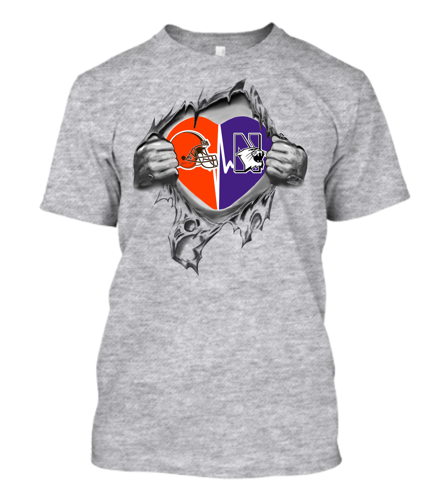 Cleveland Browns Northwestern Wildcats Heart T-Shirt