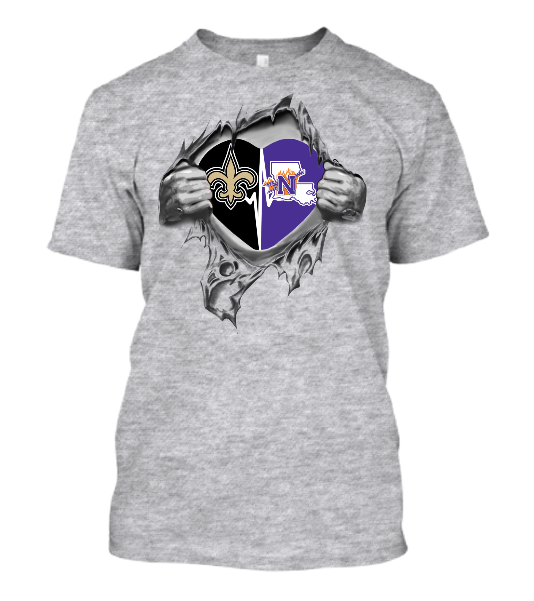 New Orleans Saints Northwestern State Demons Heart T-Shirt