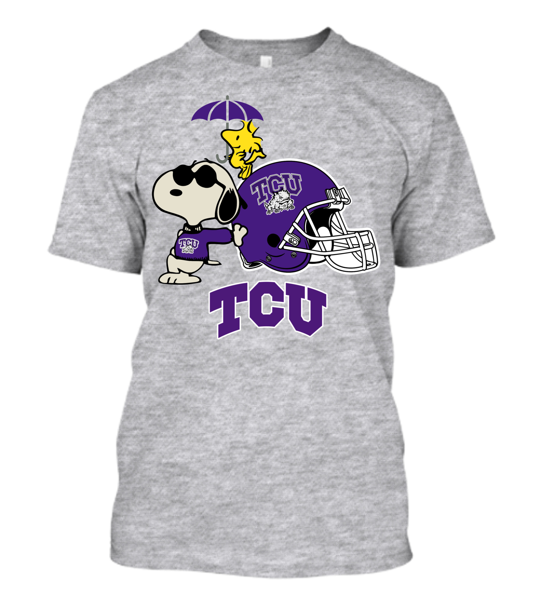TCU Horned Frogs Snoopy Woodstock Helmet Football T-Shirt