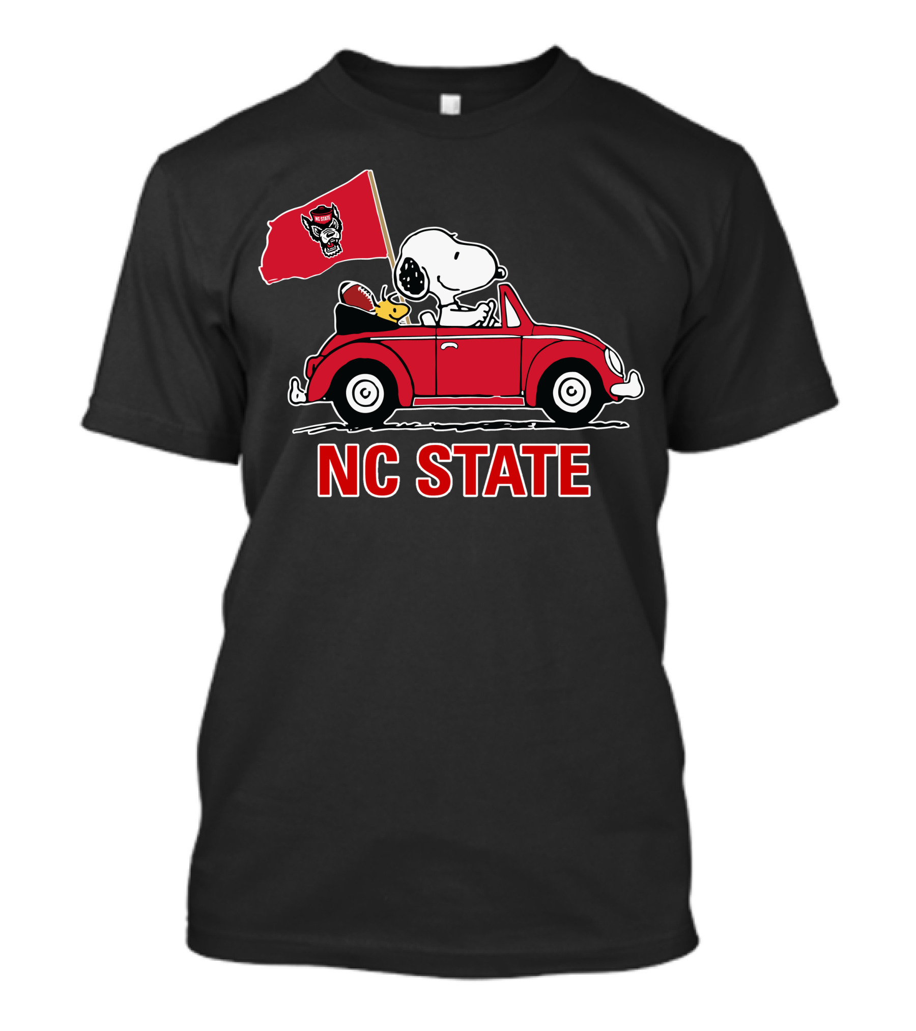 NC State Wolfpack Snoopy Red Car Football Flag T-Shirt