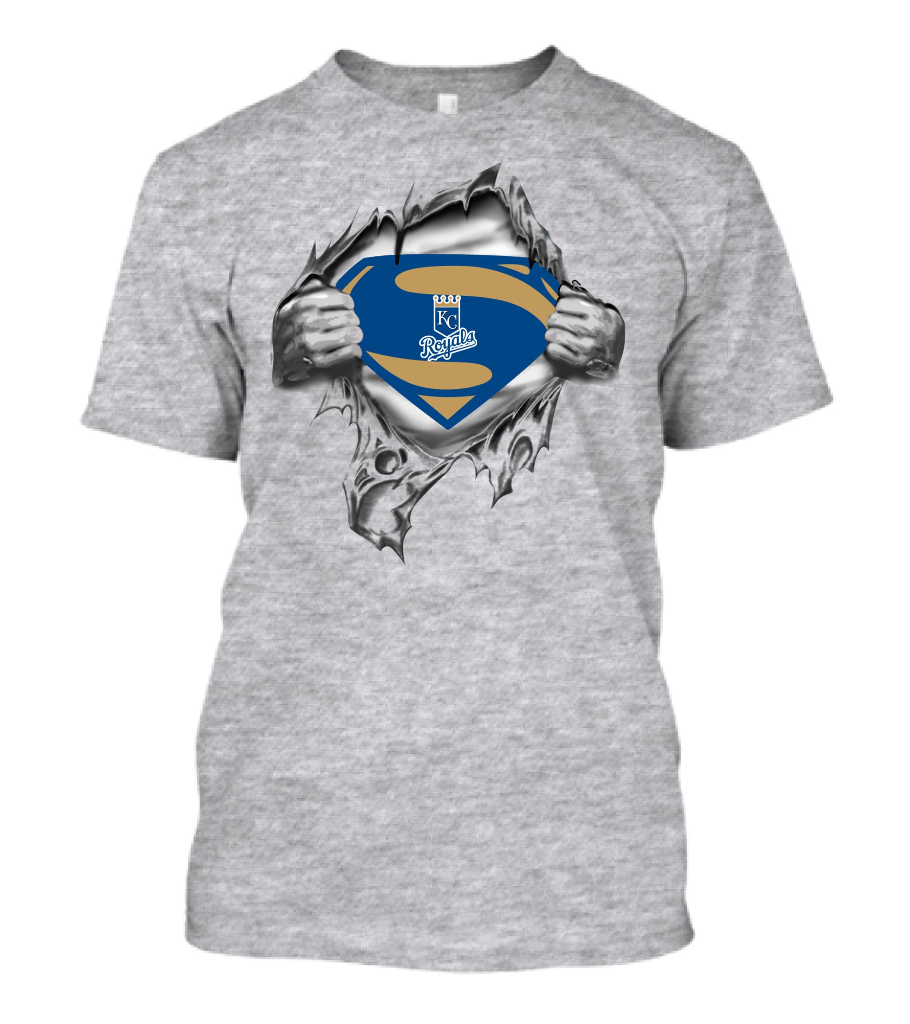 Kansas City Royals Superman Logo In Torn T-Shirt