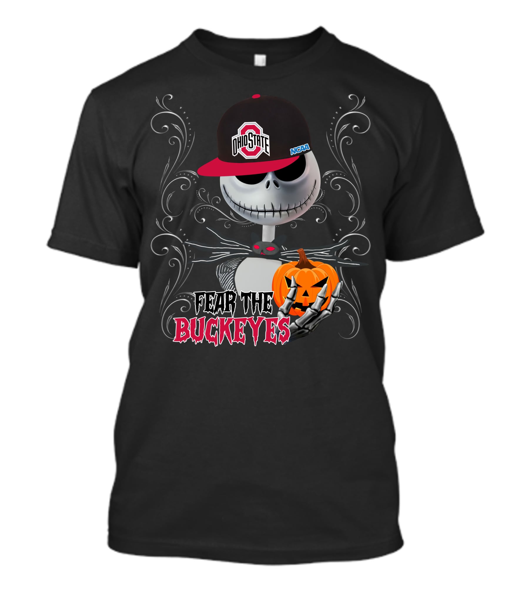 Ohio State Buckeyes Fear The Buckeyes Halloween Jack Skellington T-Shirt