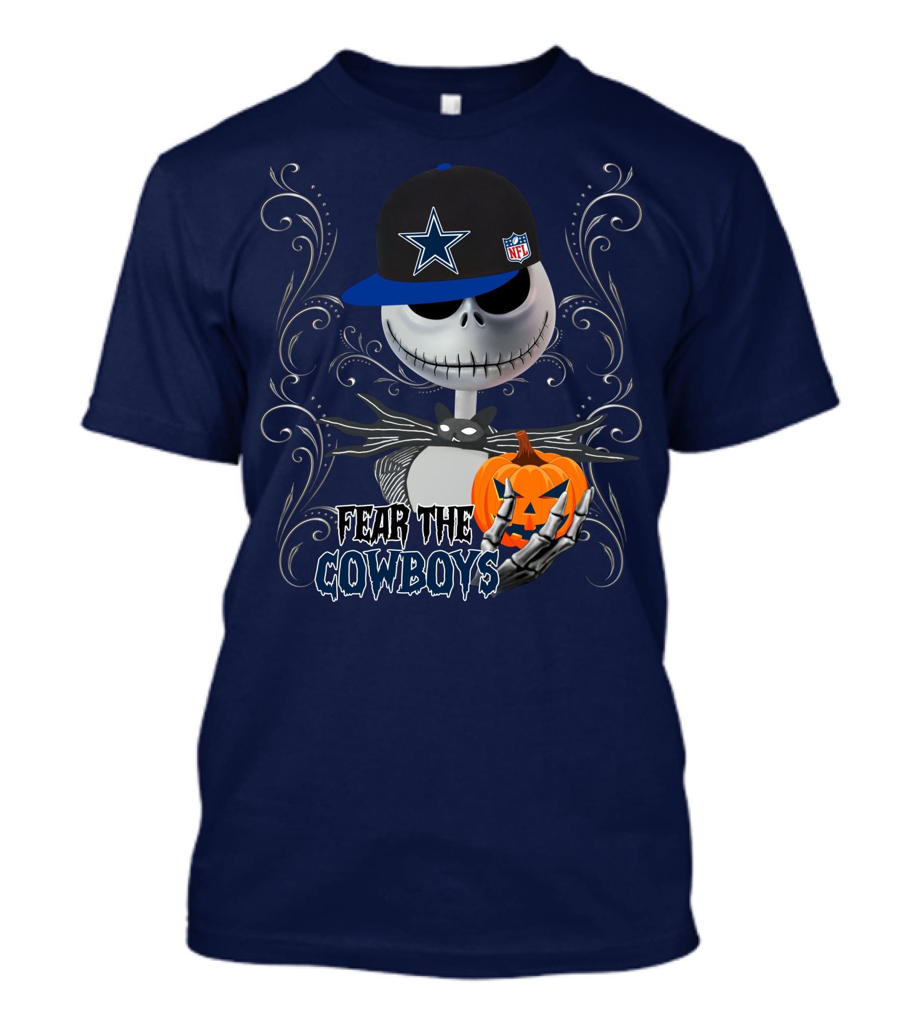 Fear The Cowboys Halloween NFL Jack Skellington Pumpkin Dallas Star T-Shirt