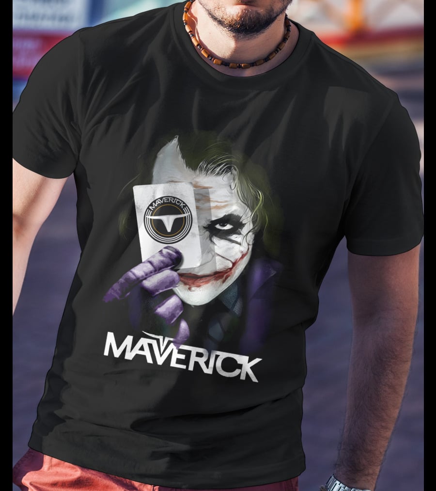 Maverick Card Joker With Iconic Face And Text T-Shirt